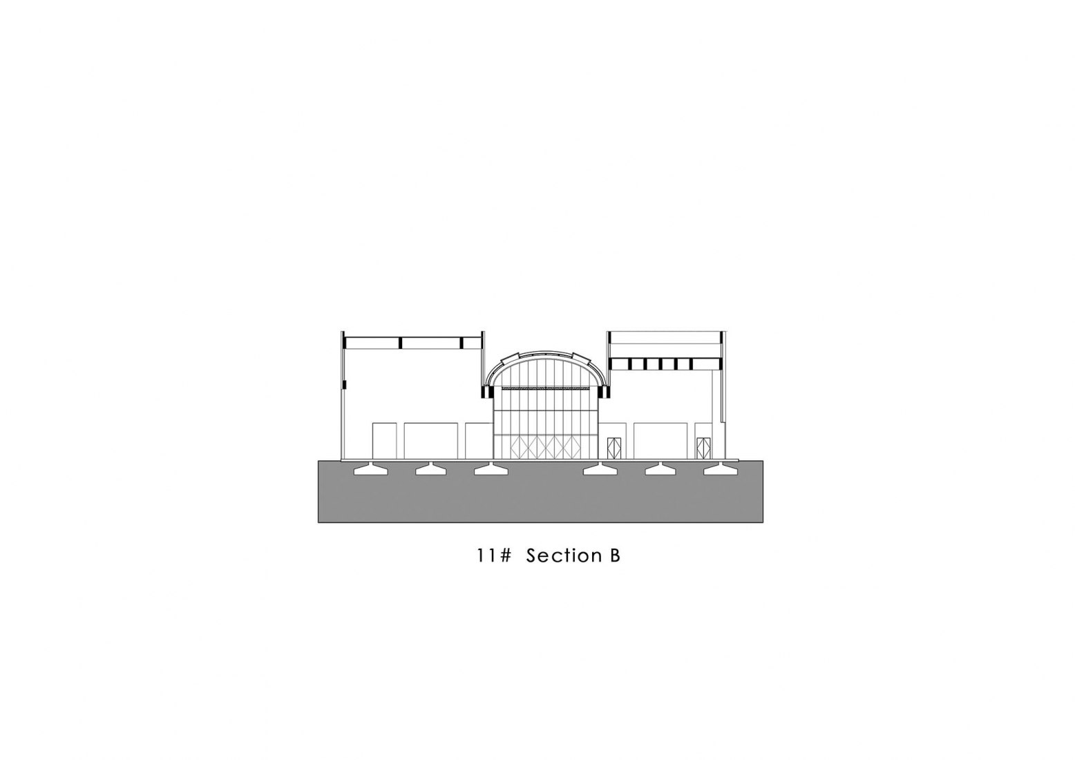Sección edificio 2. Antigua factoria como nuevo centro cultural por And Studio.