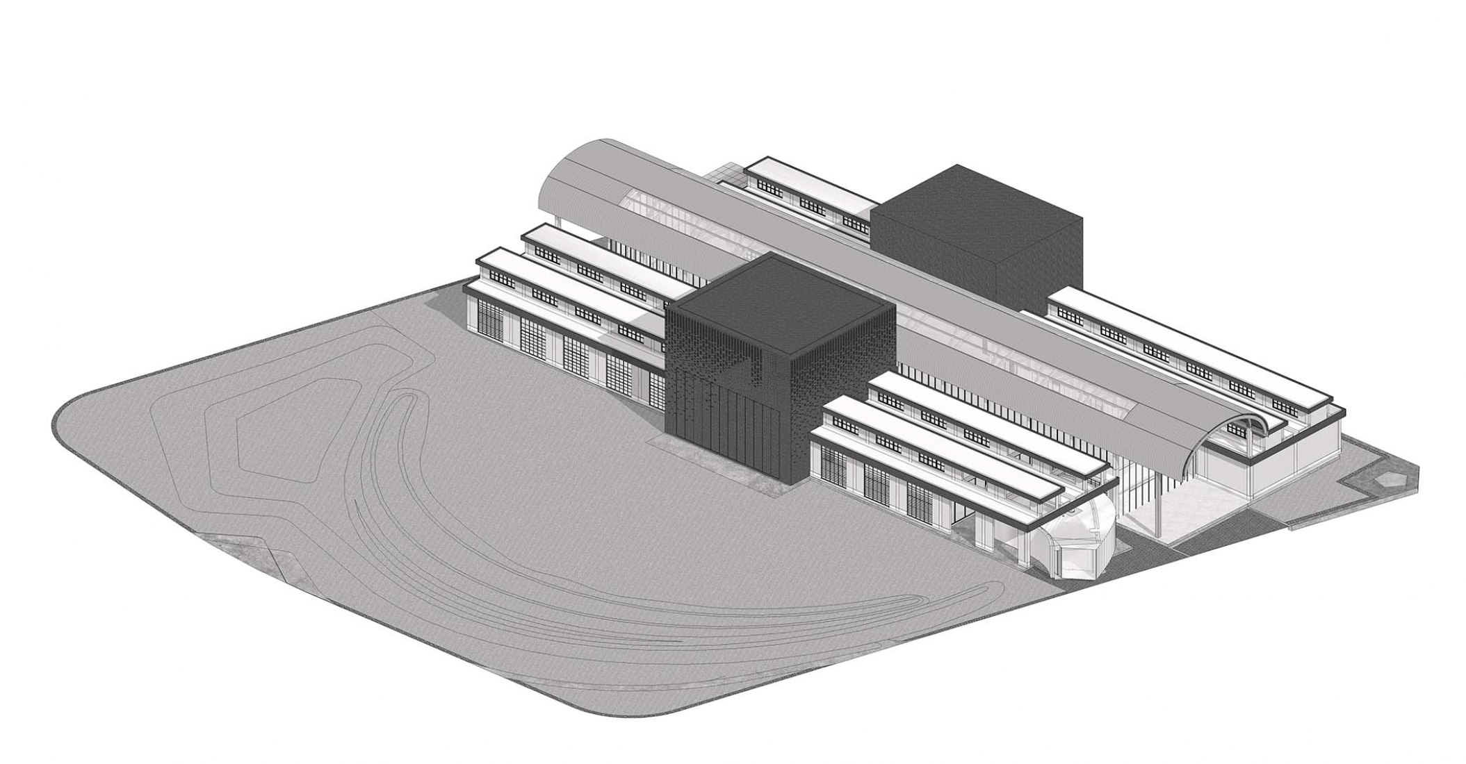Axonométrica edificio 2. Antigua factoria como nuevo centro cultural por And Studio.