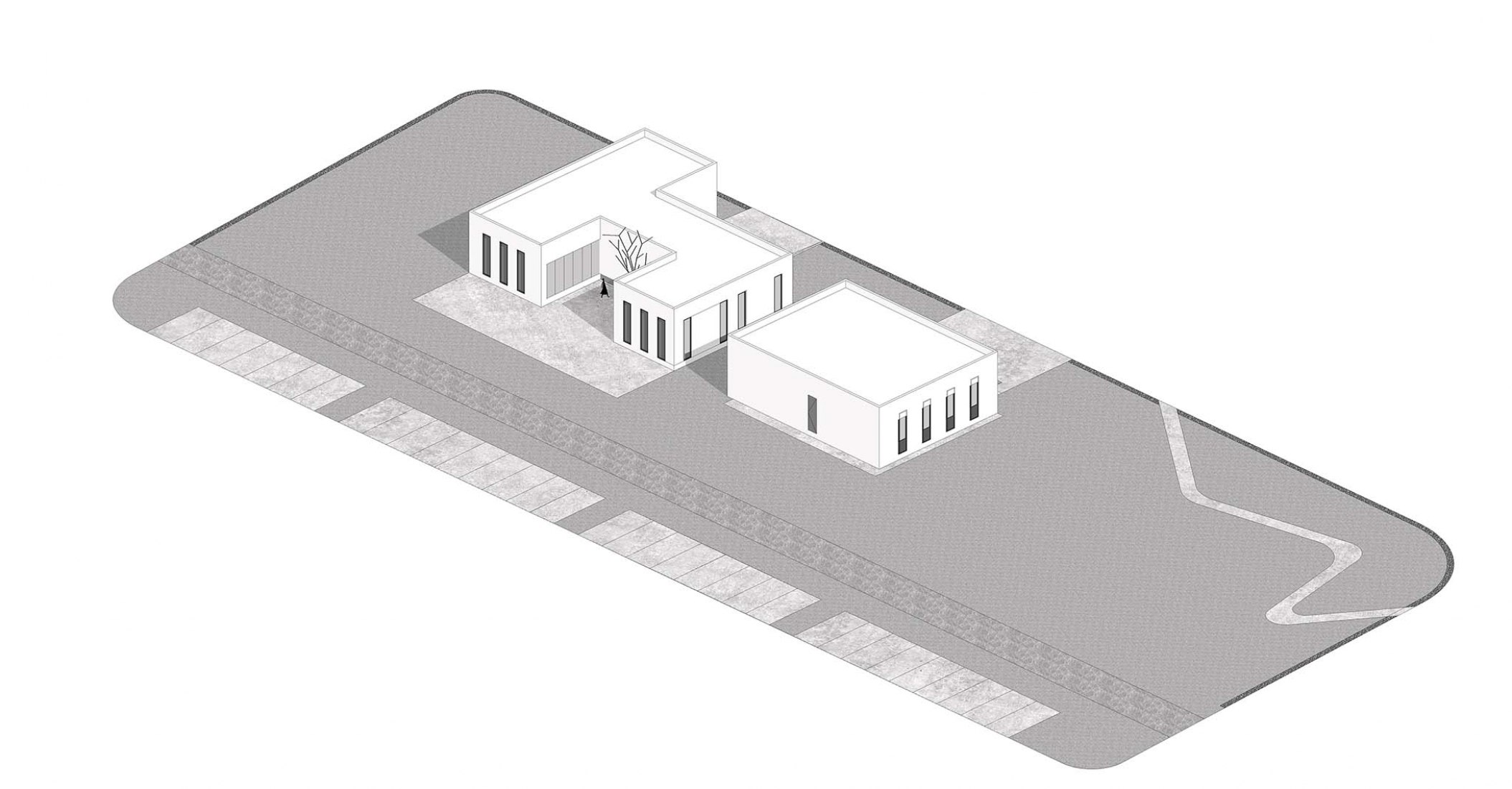 Axonométrica edificio 6. Antigua factoria como nuevo centro cultural por And Studio.