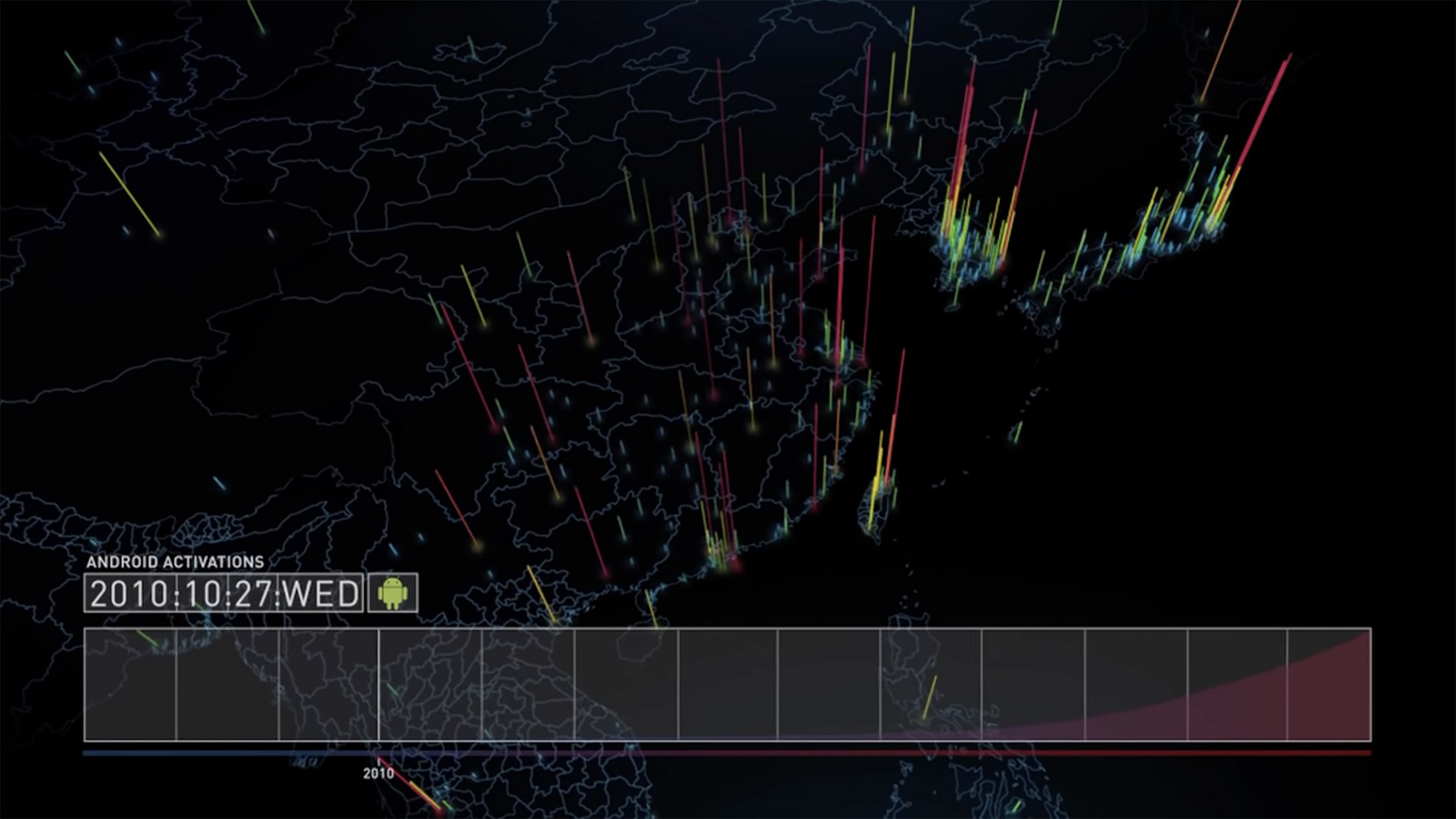 Video screenshot. Global Android Activations, Oct '08 - Jan '11