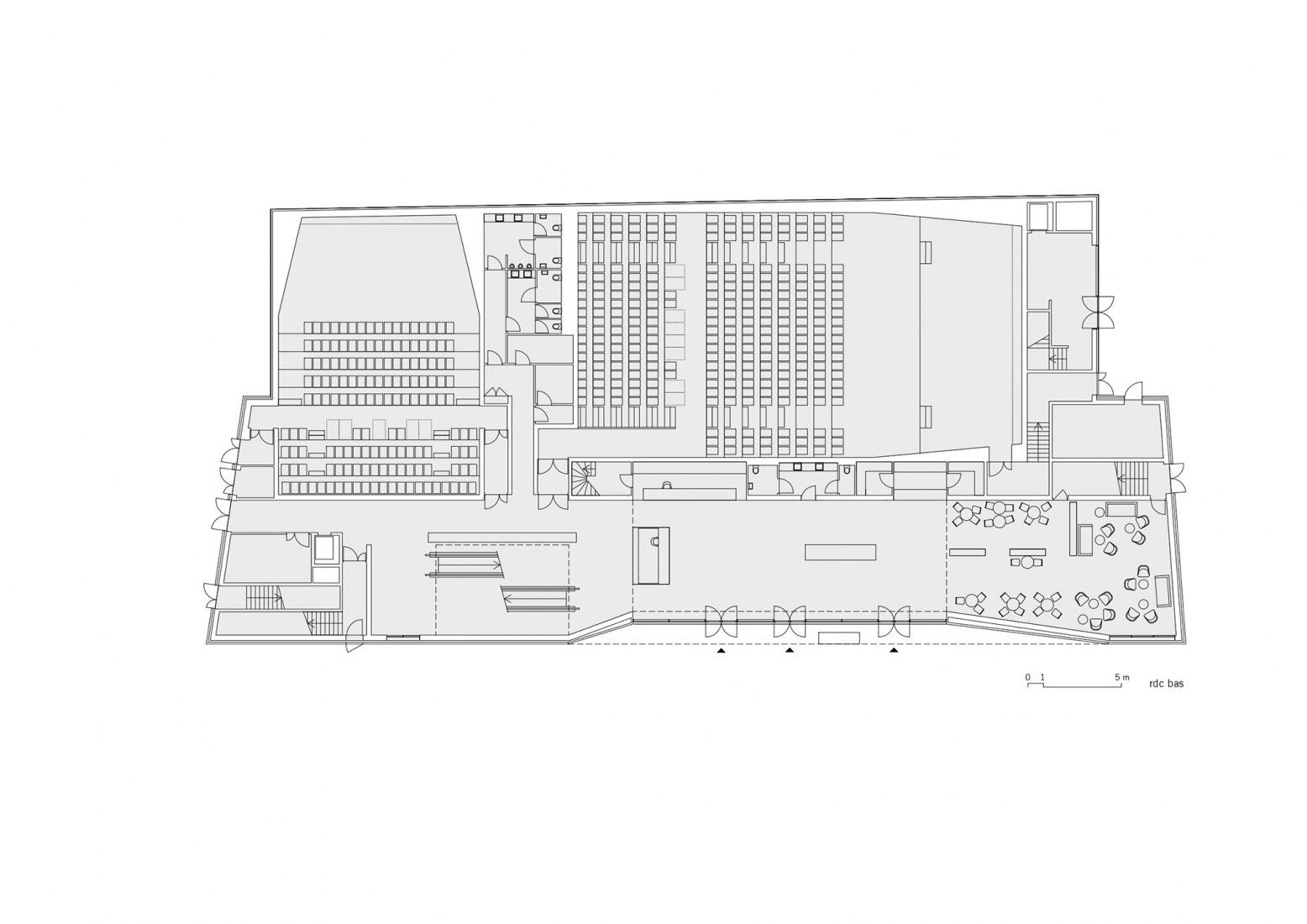 Ground floor plan. The cinema "Grand Palais" in Cahors by Antonio Virga