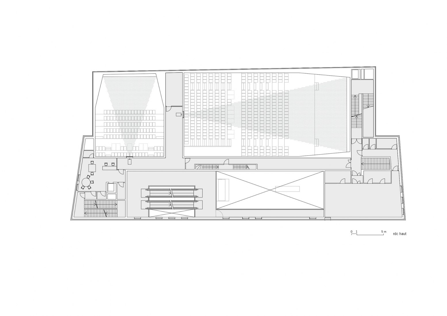 Ground floor high plan. The cinema "Grand Palais" in Cahors by Antonio Virga 