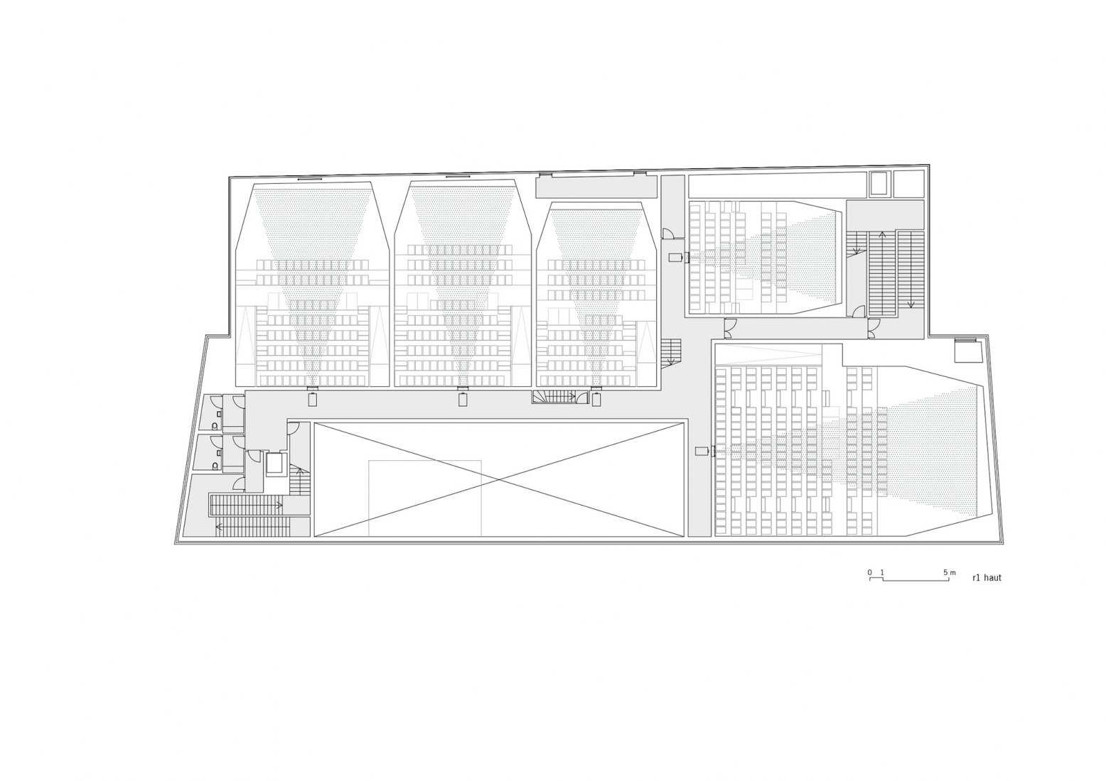 First floor high plan. The cinema "Grand Palais" in Cahors by Antonio Virga