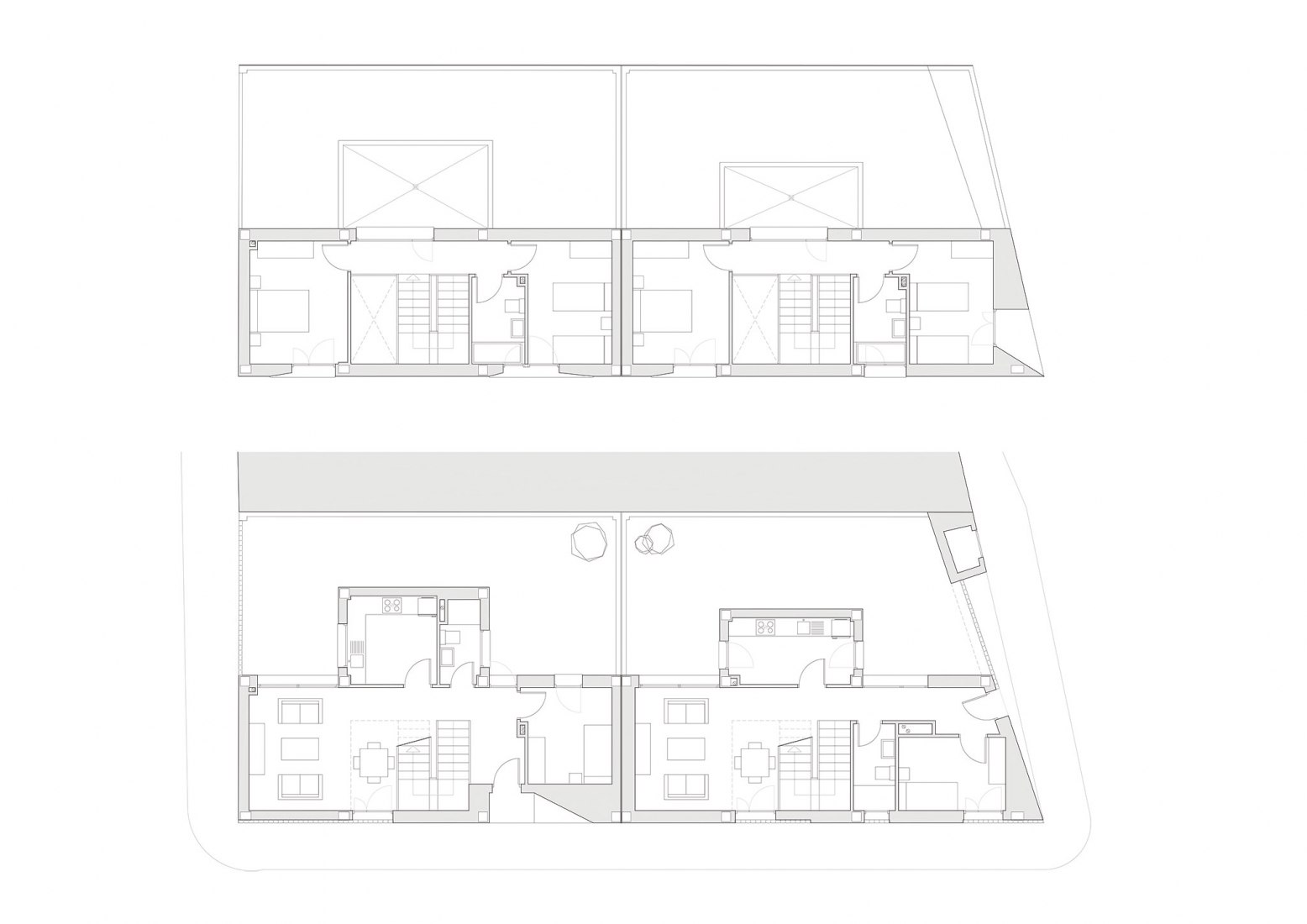 2vpp - Planta principal 1. 3 + 2 Viviendas de Promoción Pública por Antonio Holgado Gómez