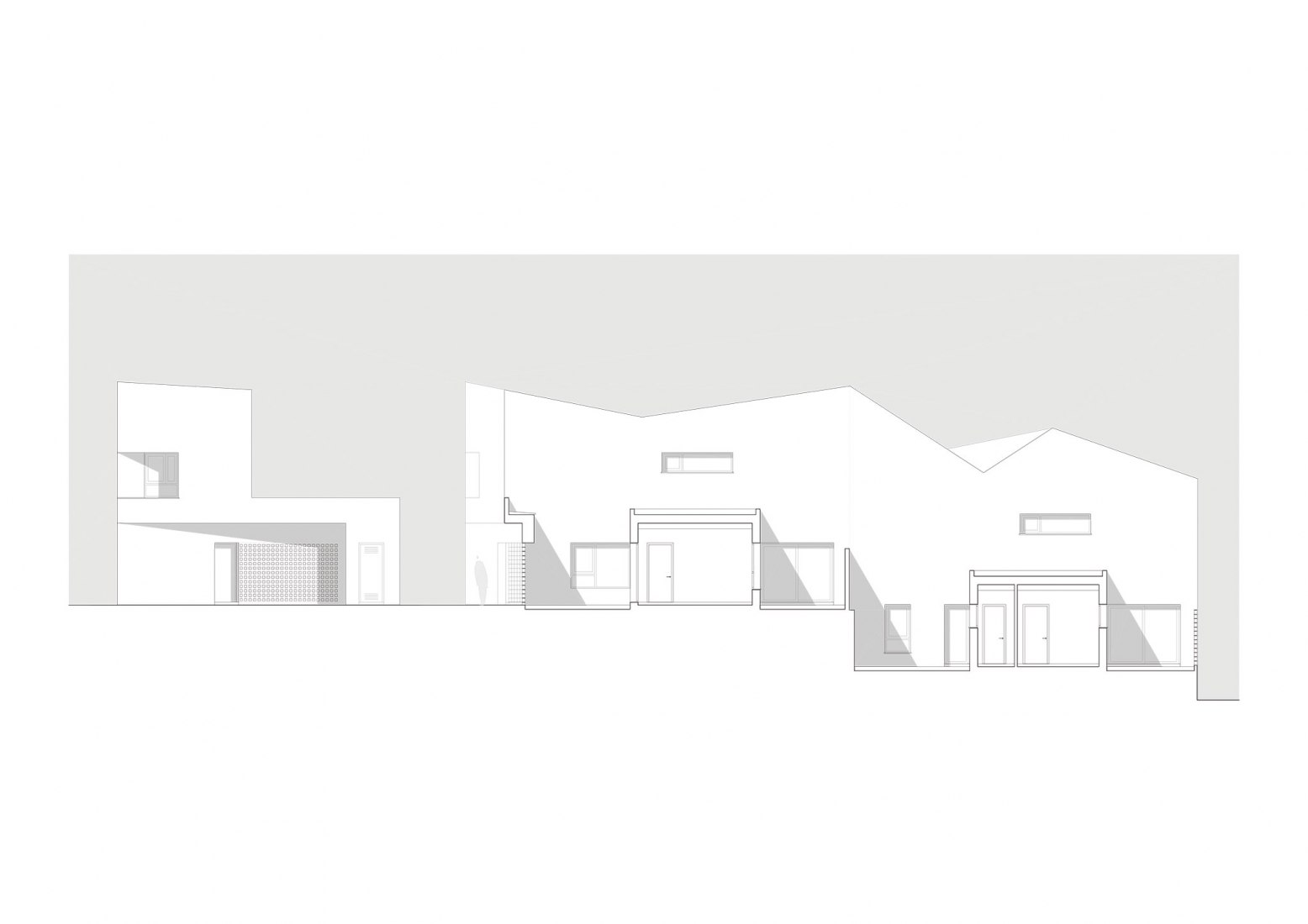 2vpp - Alzado + Sección del edificios 1. 3 + 2 Viviendas de Promoción Pública por Antonio Holgado Gómez