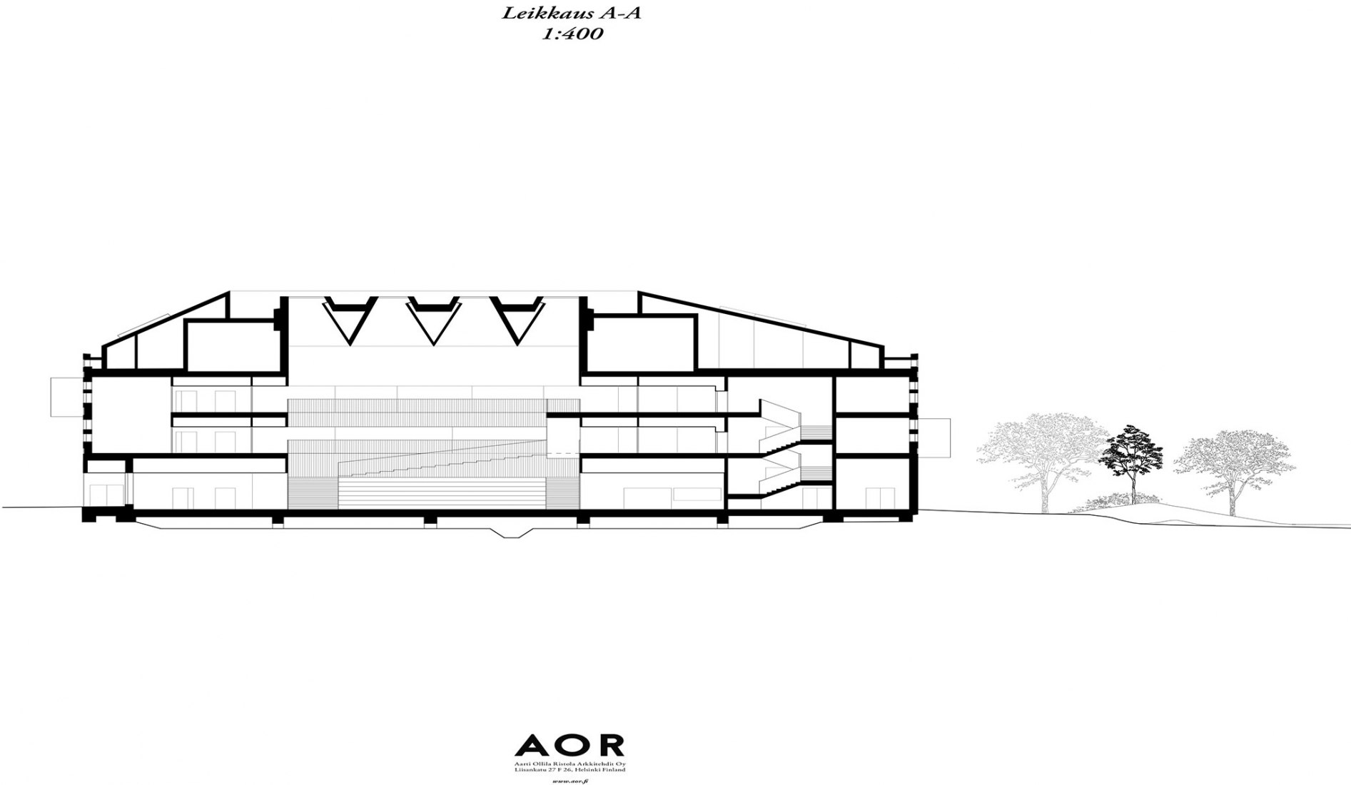Section. Jätkäsaari School by AOR Architects.