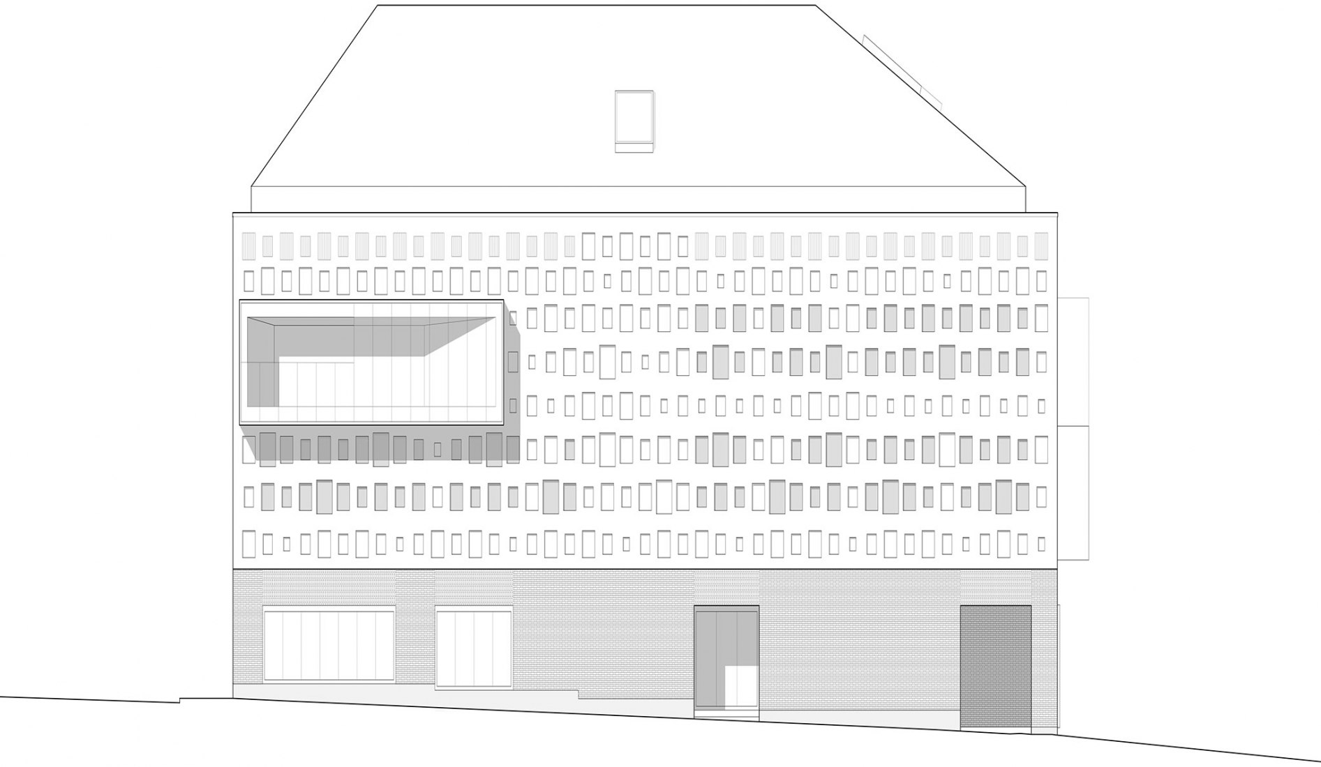 West facade. Jätkäsaari School by AOR Architects.