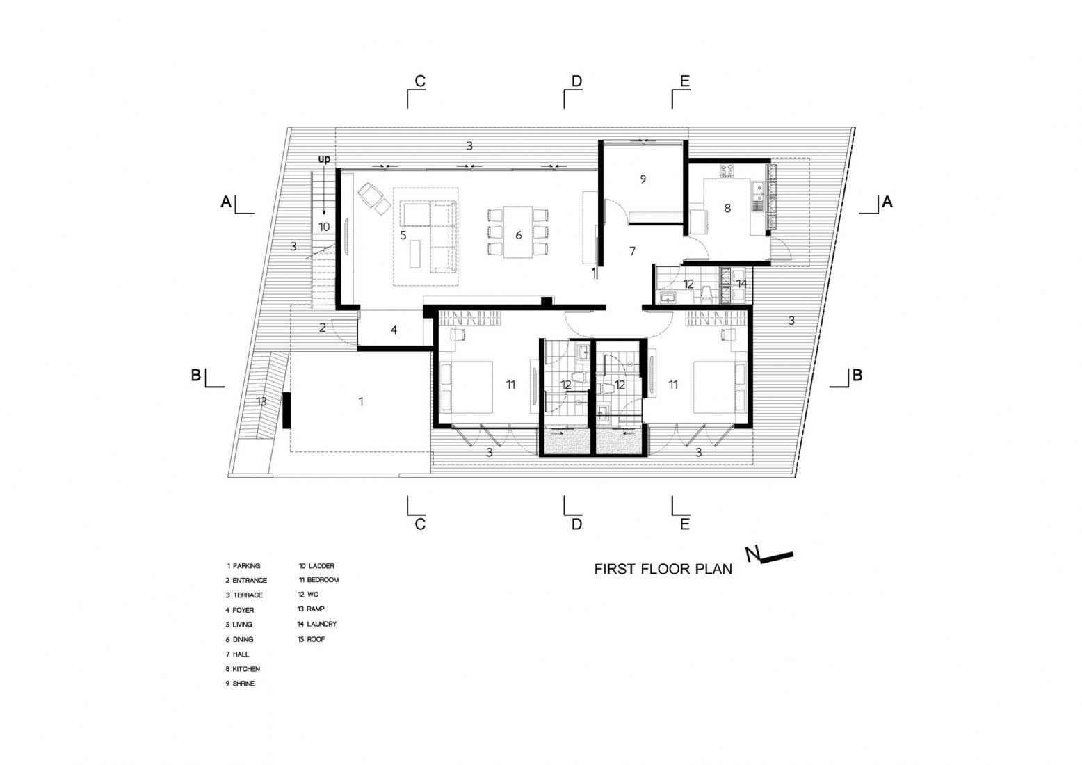Ground floor plan. Phutthamonthon-Y House by Archimontage Design Fields Sophisticated.