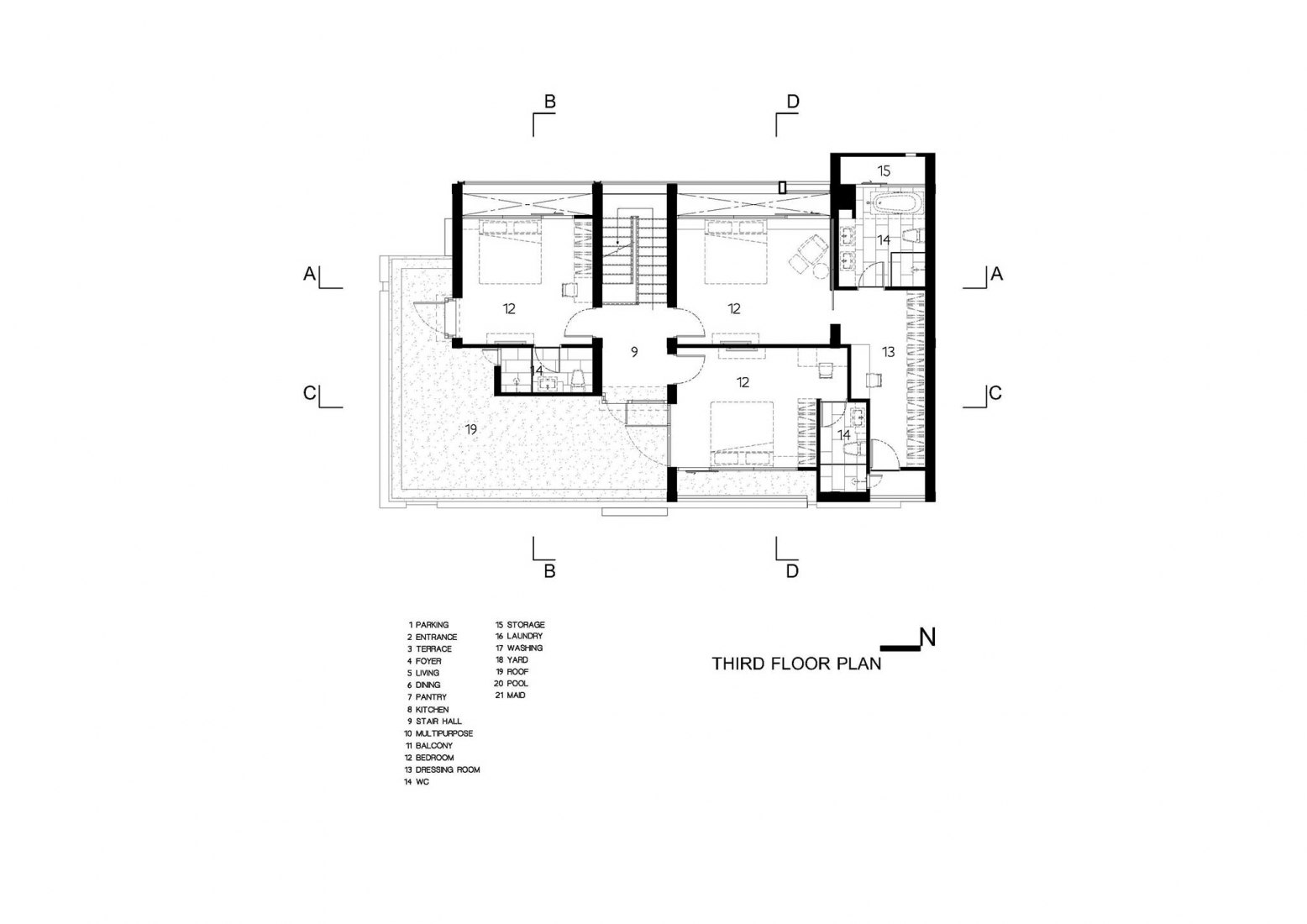 Plano de planta segunda. Casa Sena por Archimontage Design Fields Sophisticated