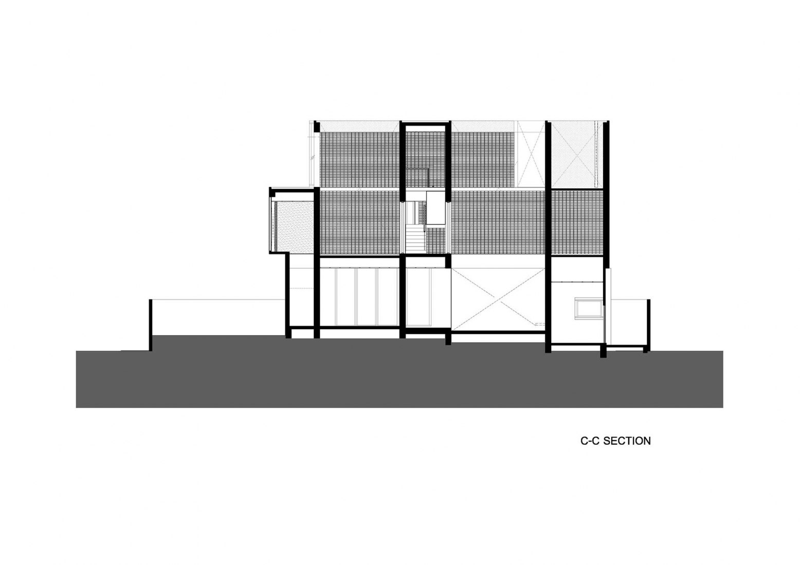 Sección longitudinal. Casa Sena por Archimontage Design Fields Sophisticated