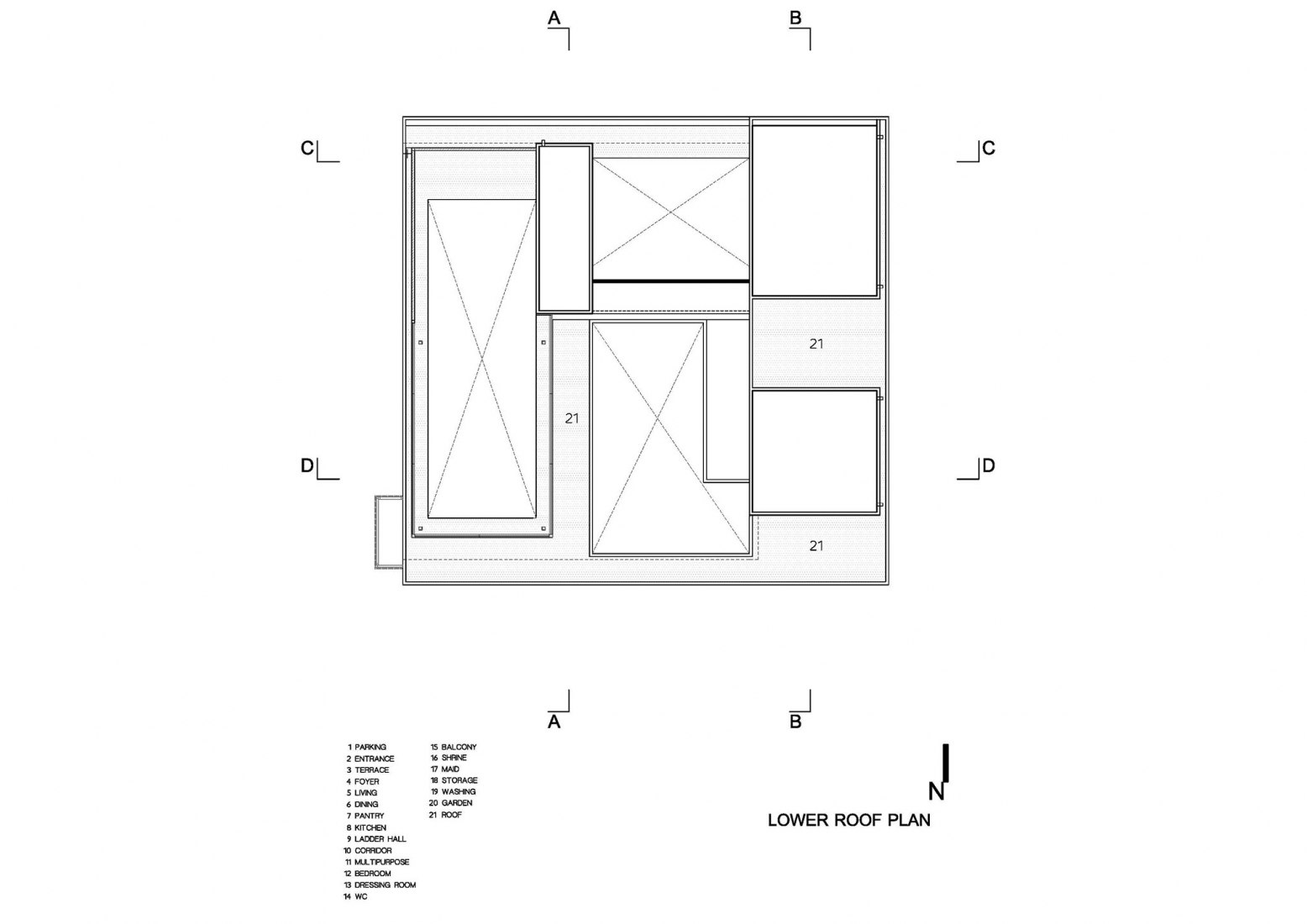 Planta terraza-cubierta. Casa Bangkae por Archimontage.
