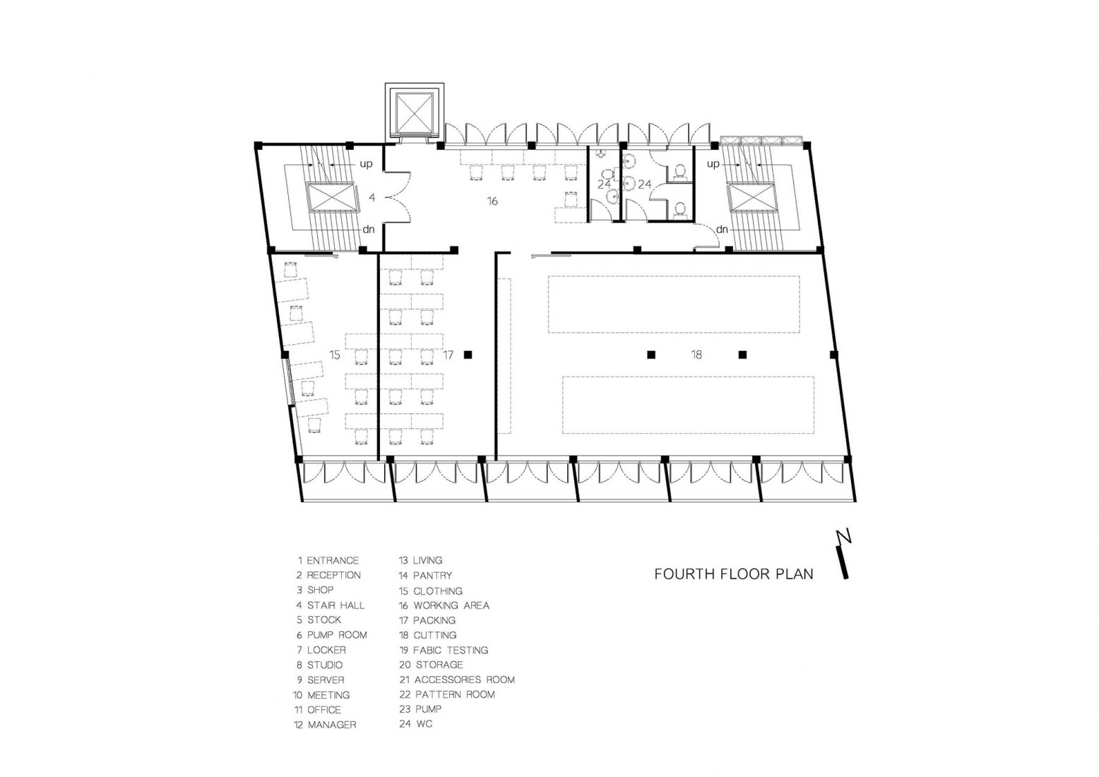 Fourth floor plan. Vibhavadi Office by Archimontage Design Fields Sophisticated.