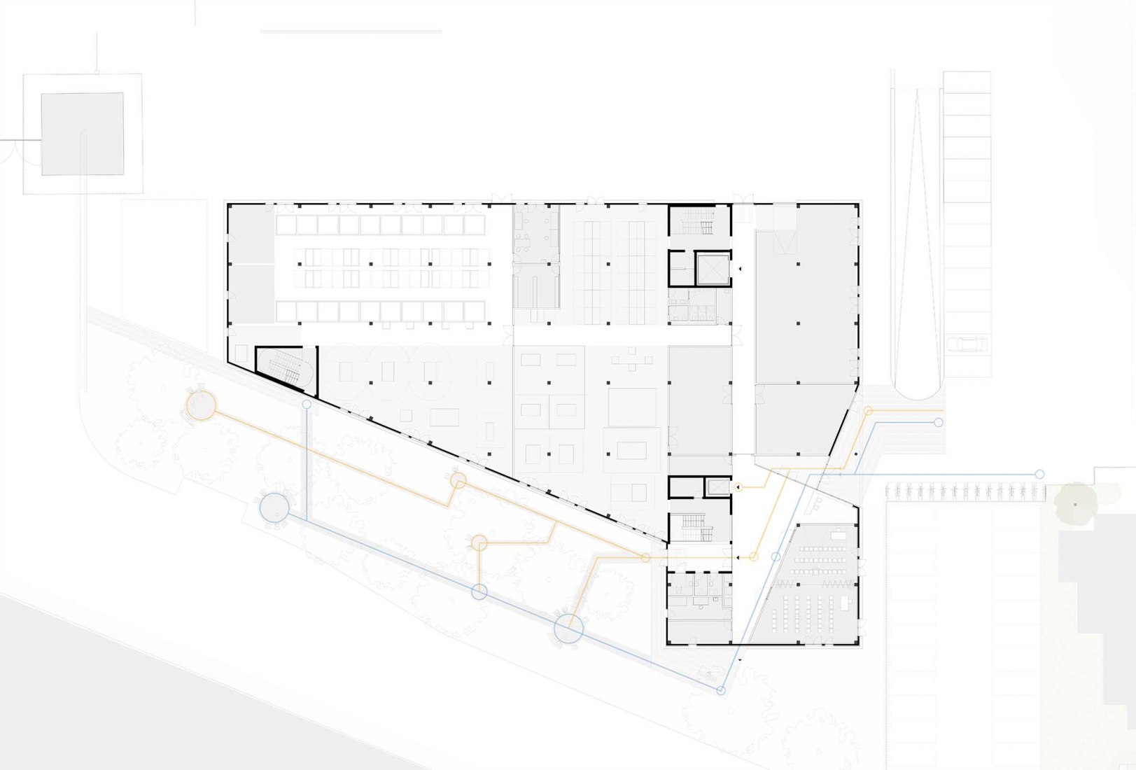Planta baja. Centro de formación y perfeccionamiento para instaladores eléctricos por archis Architekten + Ingenieure GmbH, Luis Machuca & Asociados