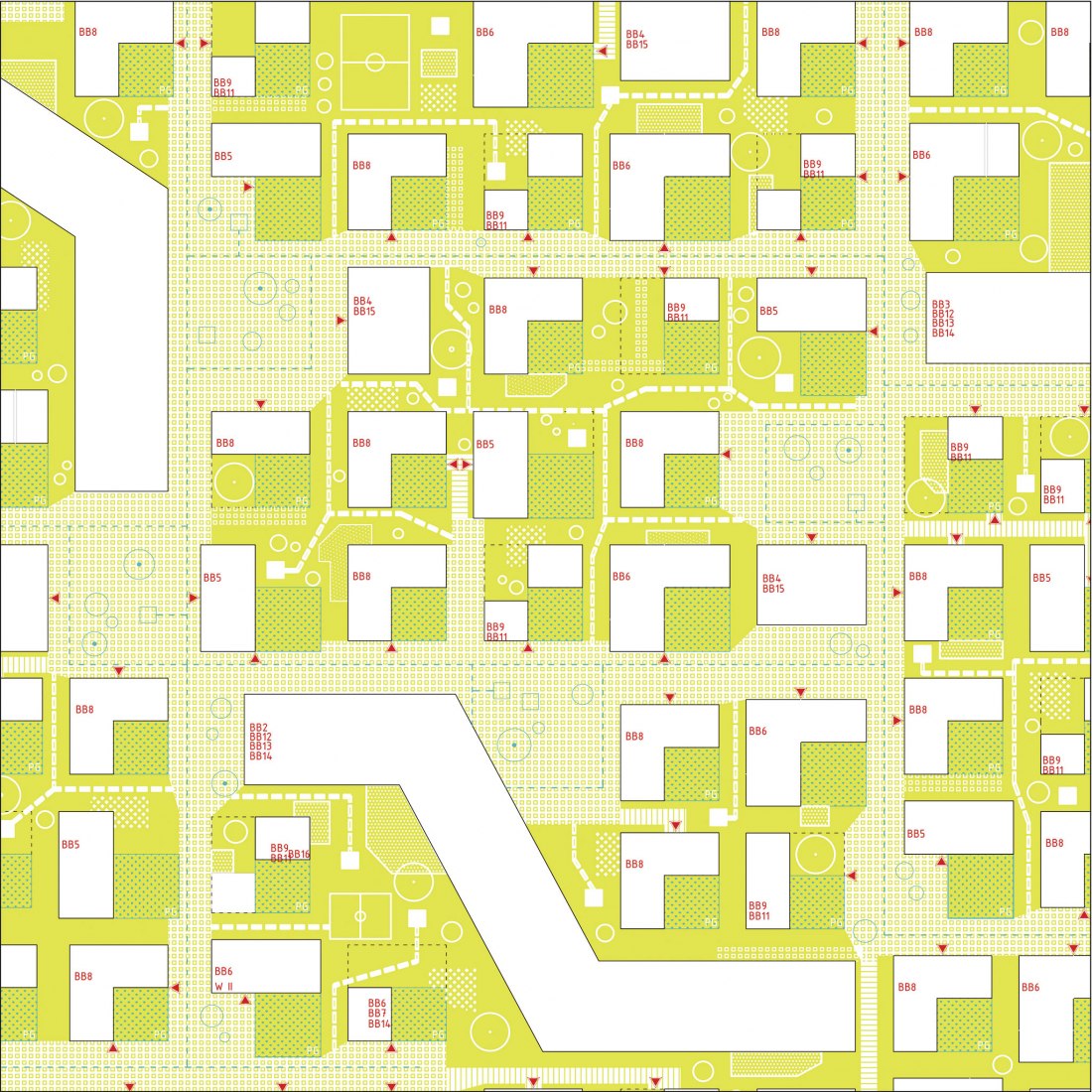 Site illustration of The Sunflower Houses by Arenas Basabe Palacios Architects.