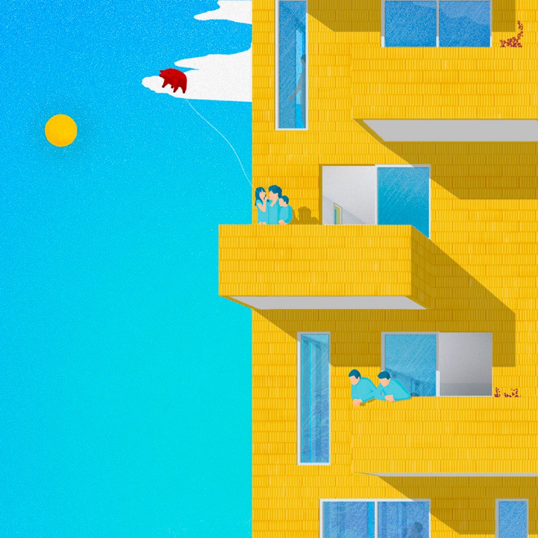 Illustration of The Sunflower Houses by Arenas Basabe Palacios Architects.