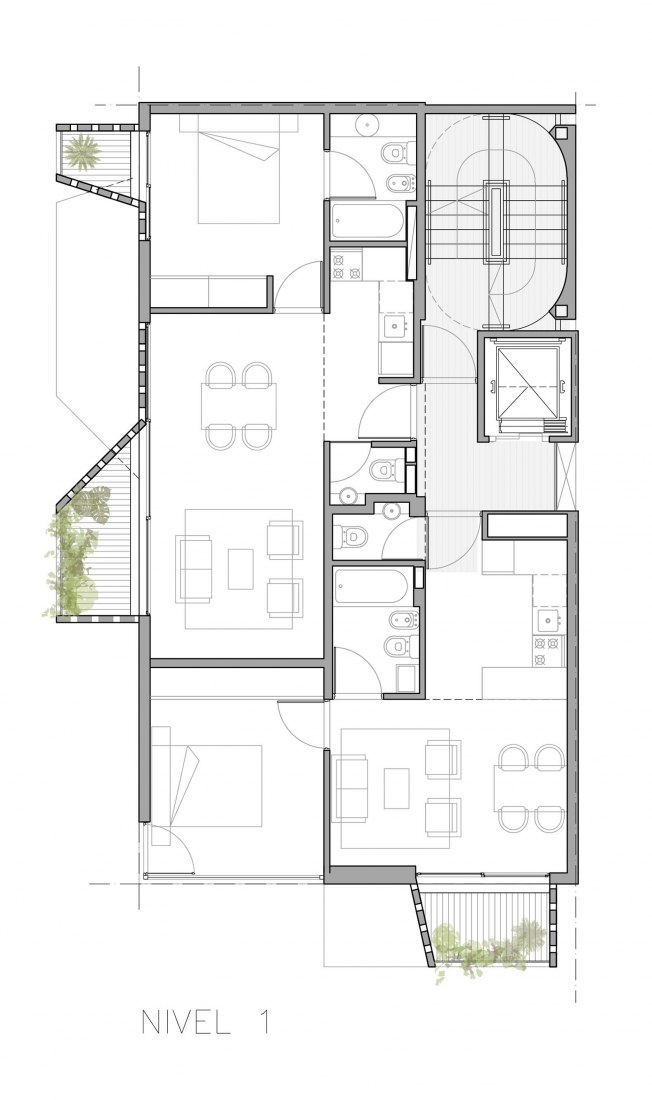 Plano de planta +1. Edificio M 5605 por Arqtipo.