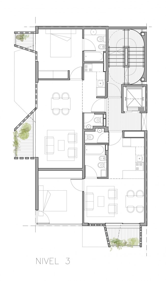 Plano de planta +3. Edificio M 5605 por Arqtipo.