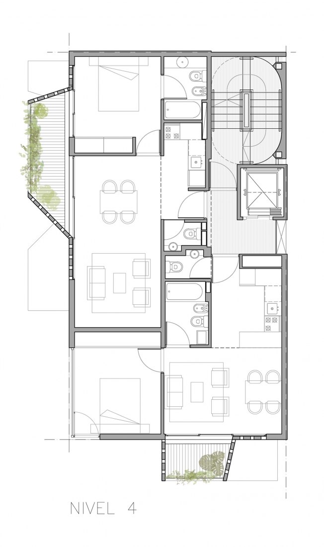 Plano de planta +4. Edificio M 5605 por Arqtipo.