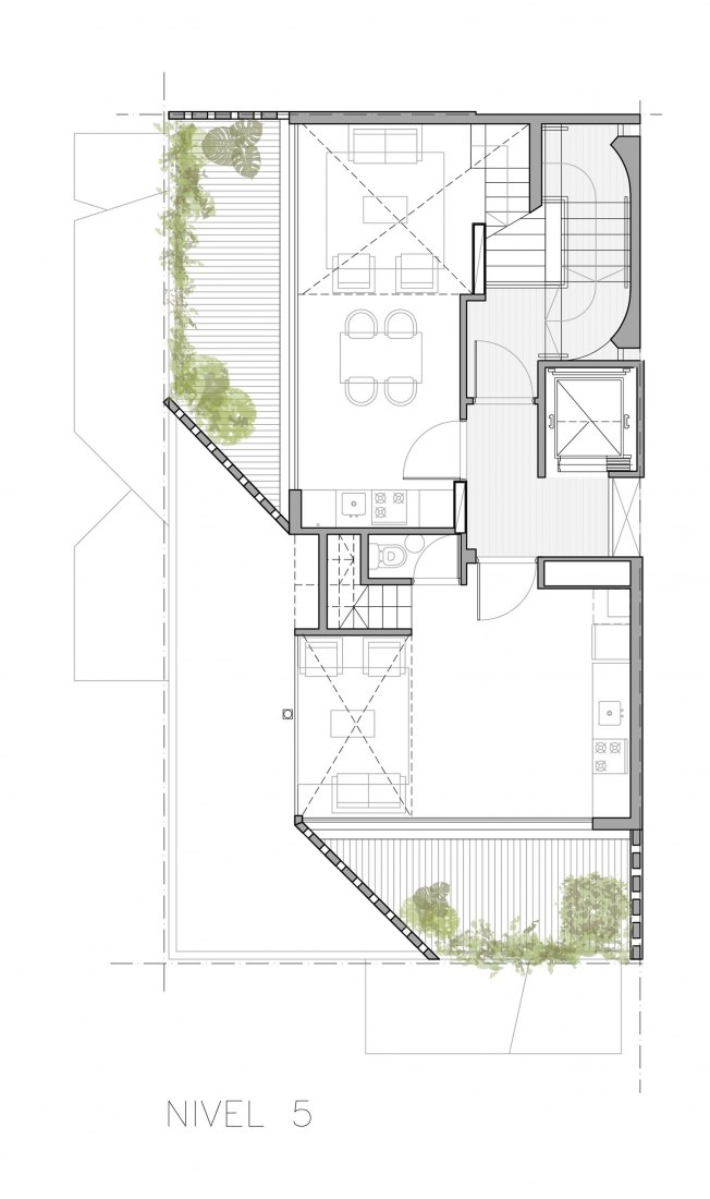 Plano de planta +5. Edificio M 5605 por Arqtipo.