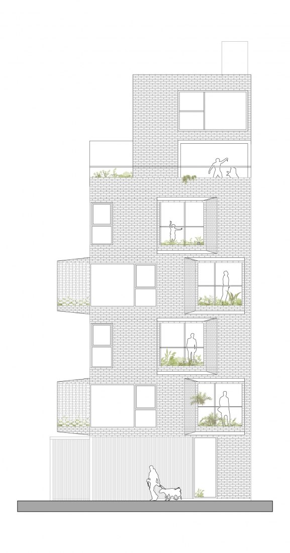 Alzado. Edificio M 5605 por Arqtipo.