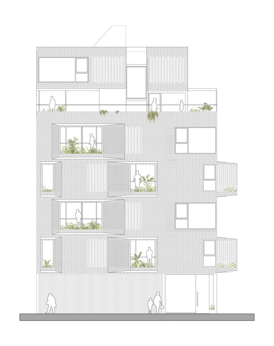 Alzado. Edificio M 5605 por Arqtipo.