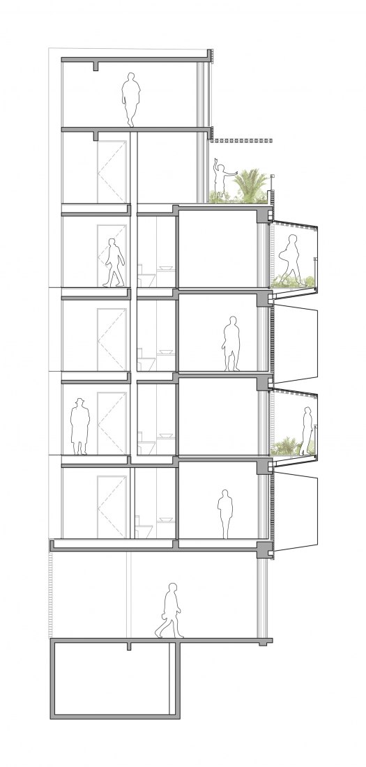 Sección. Edificio M 5605 por Arqtipo.