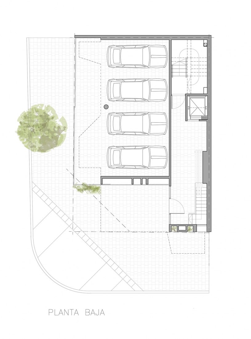 Planta baja. Edificio M 5605 por Arqtipo.