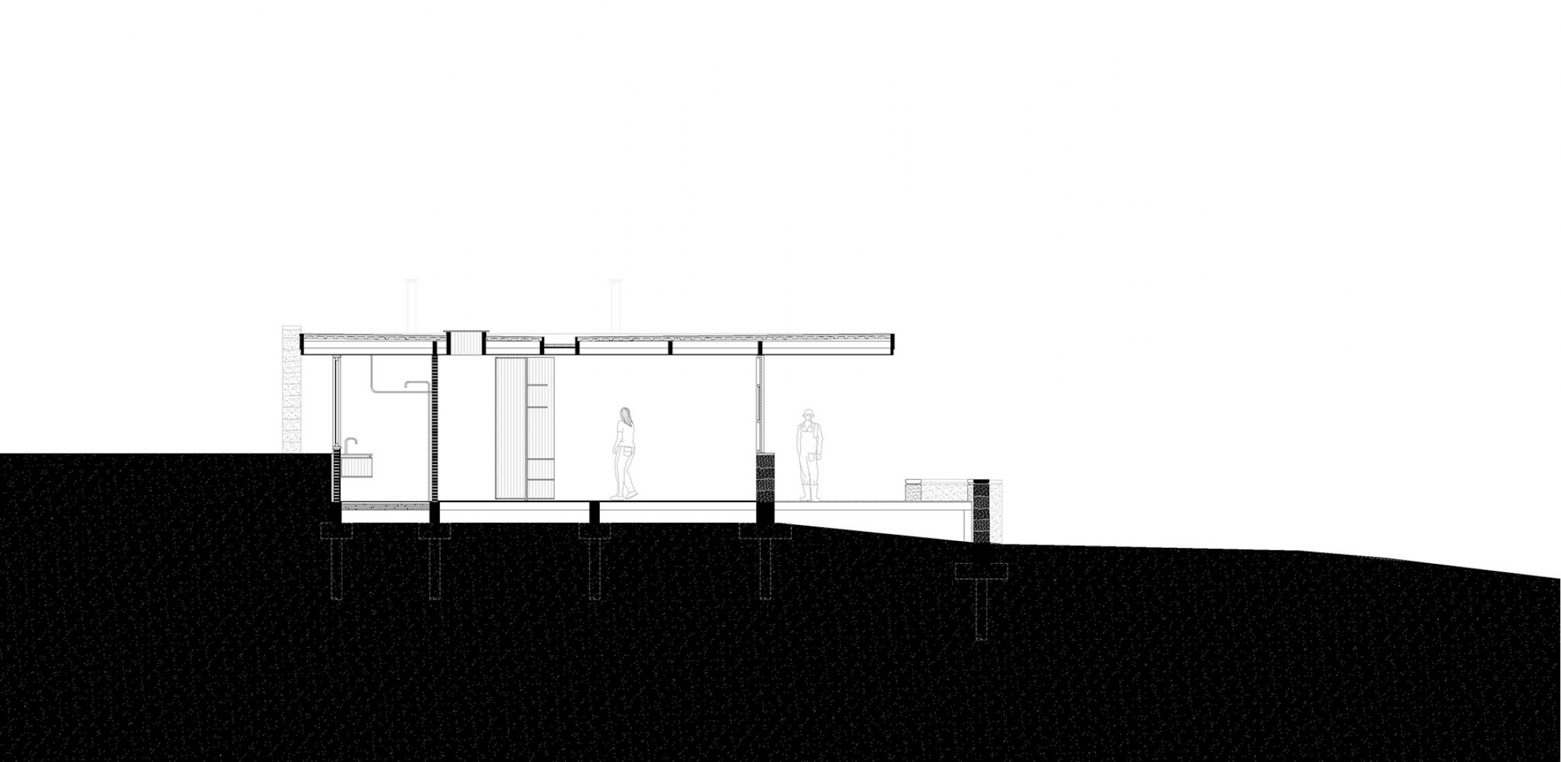 Sección. Casa en Cunha por Arquipélago Arquitetos.