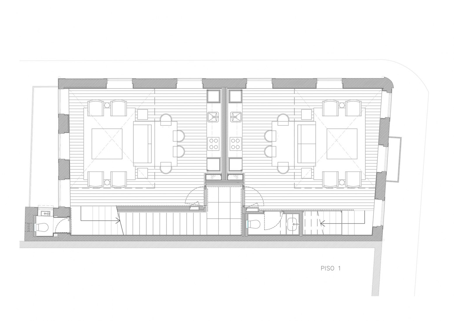 Planta primera. Prédio Foz por As Arquitecto.