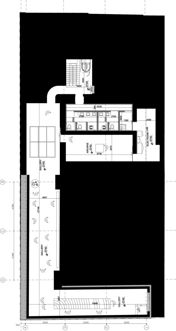 Basement plan. Argo Contemporary Art Museum & Cultural Centre by Ahmadreza Schricker Architecture North - ASA North.