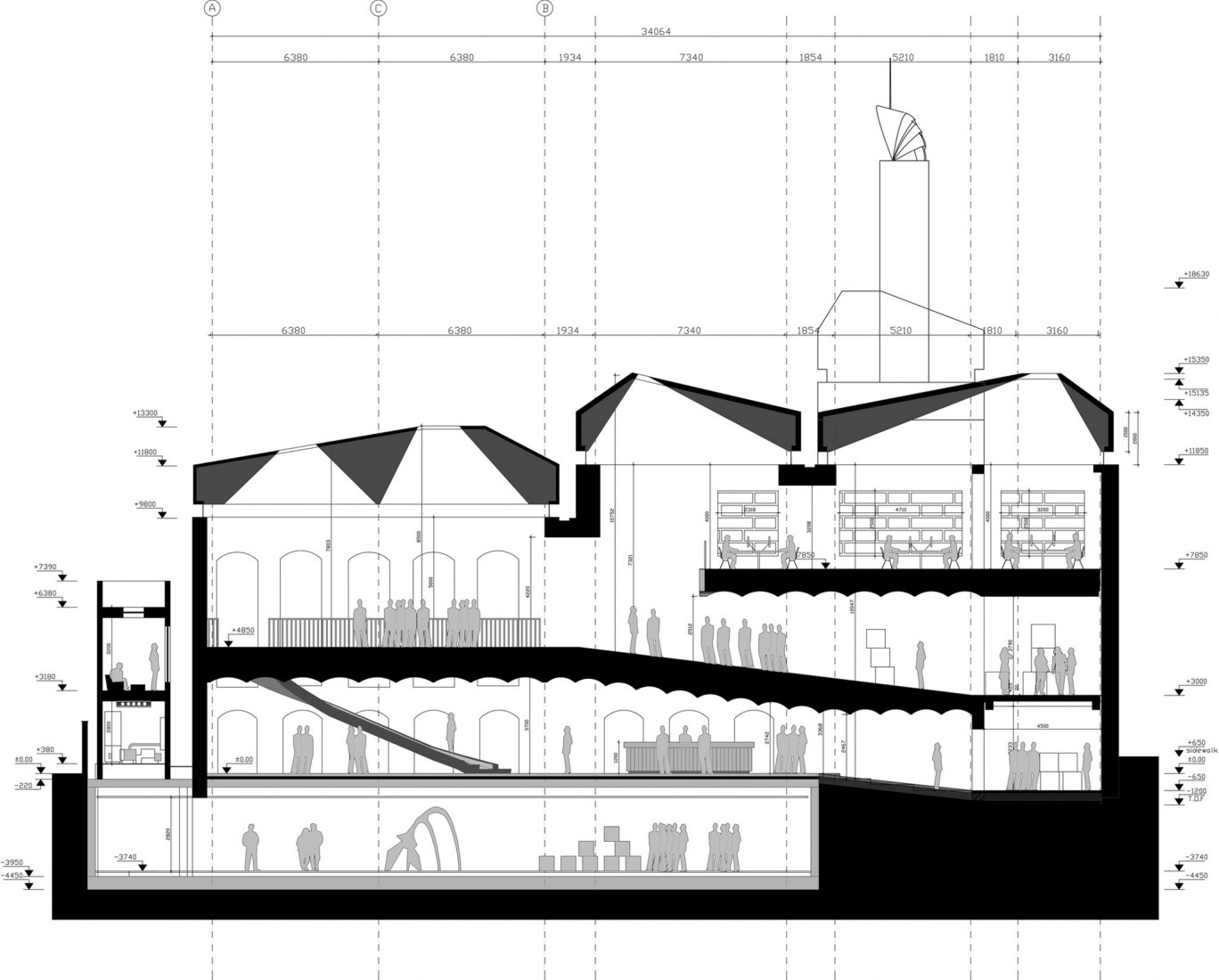 Section. Argo Contemporary Art Museum & Cultural Centre by Ahmadreza Schricker Architecture North - ASA North.