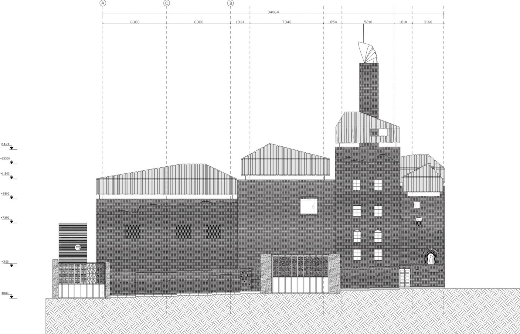 Access elevation. Argo Contemporary Art Museum & Cultural Centre by Ahmadreza Schricker Architecture North - ASA North.