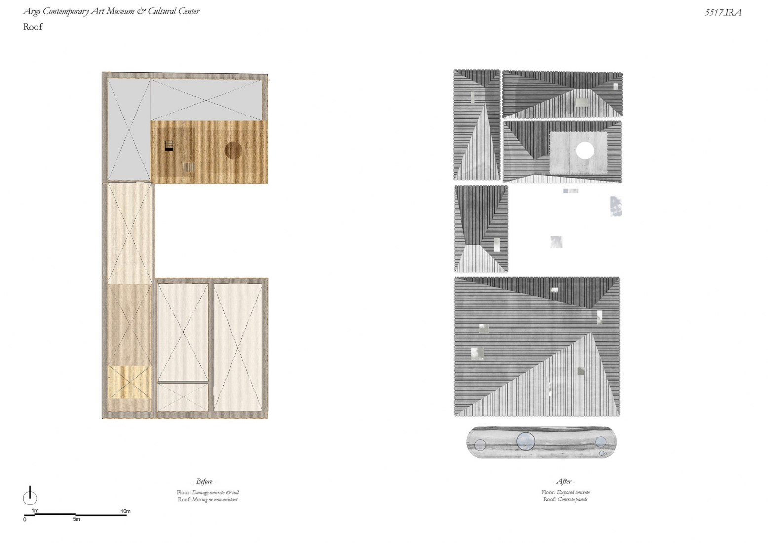 Before and after plans. Argo Contemporary Art Museum & Cultural Centre by Ahmadreza Schricker Architecture North - ASA North.