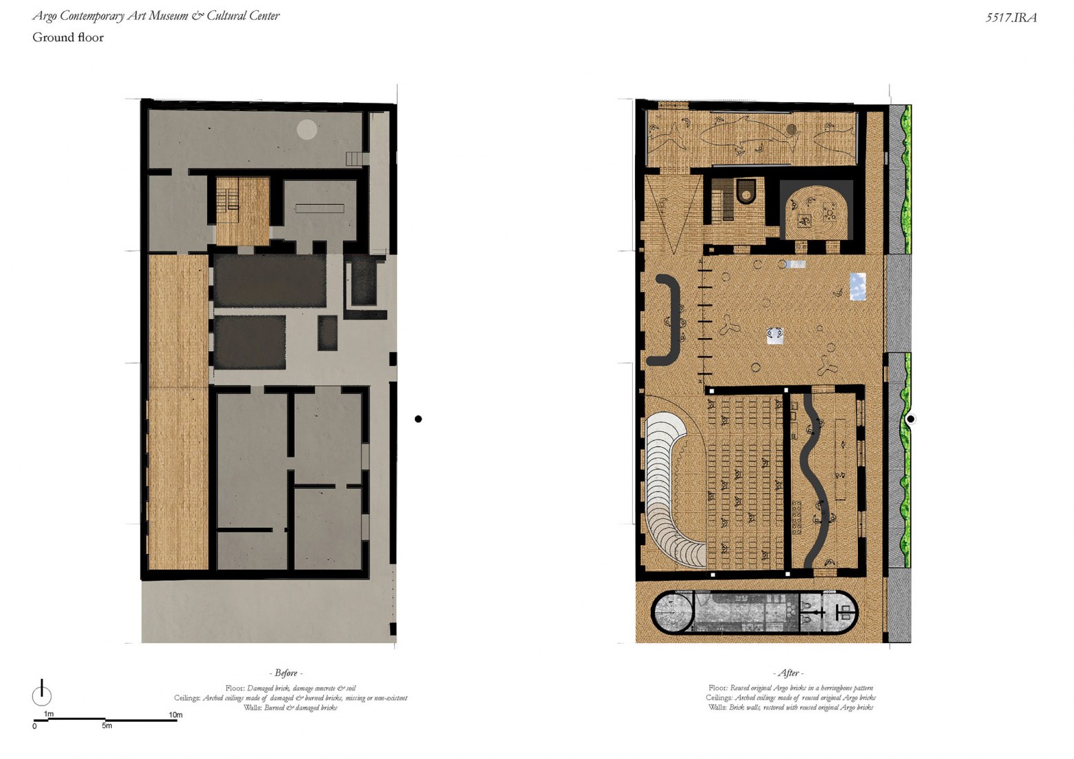 Before and after plans. Argo Contemporary Art Museum & Cultural Centre by Ahmadreza Schricker Architecture North - ASA North.
