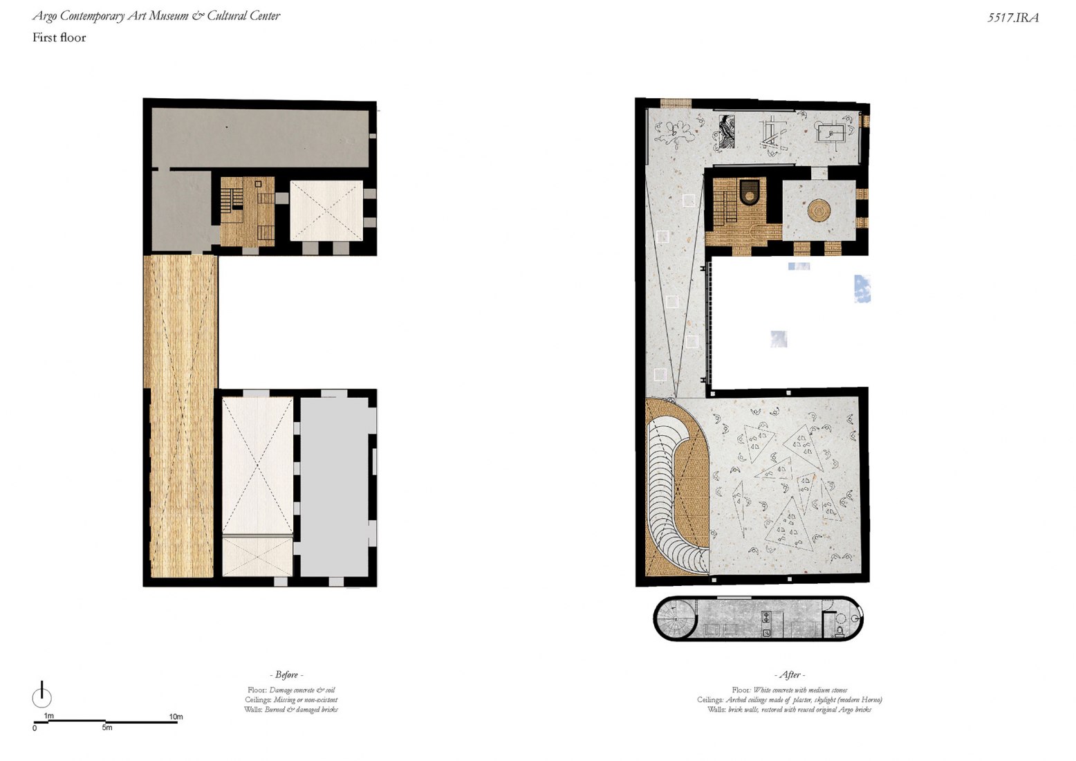 Before and after plans. Argo Contemporary Art Museum & Cultural Centre by Ahmadreza Schricker Architecture North - ASA North.