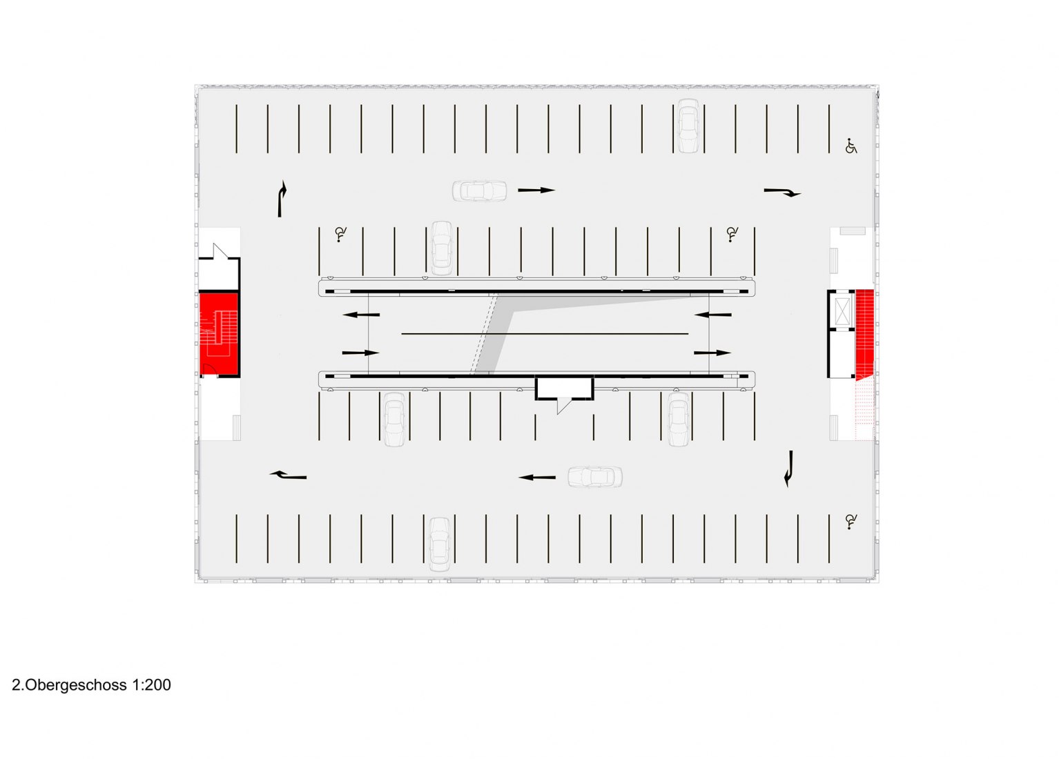 Plano segunda planta. Aparcamiento energético por asp Architekten.