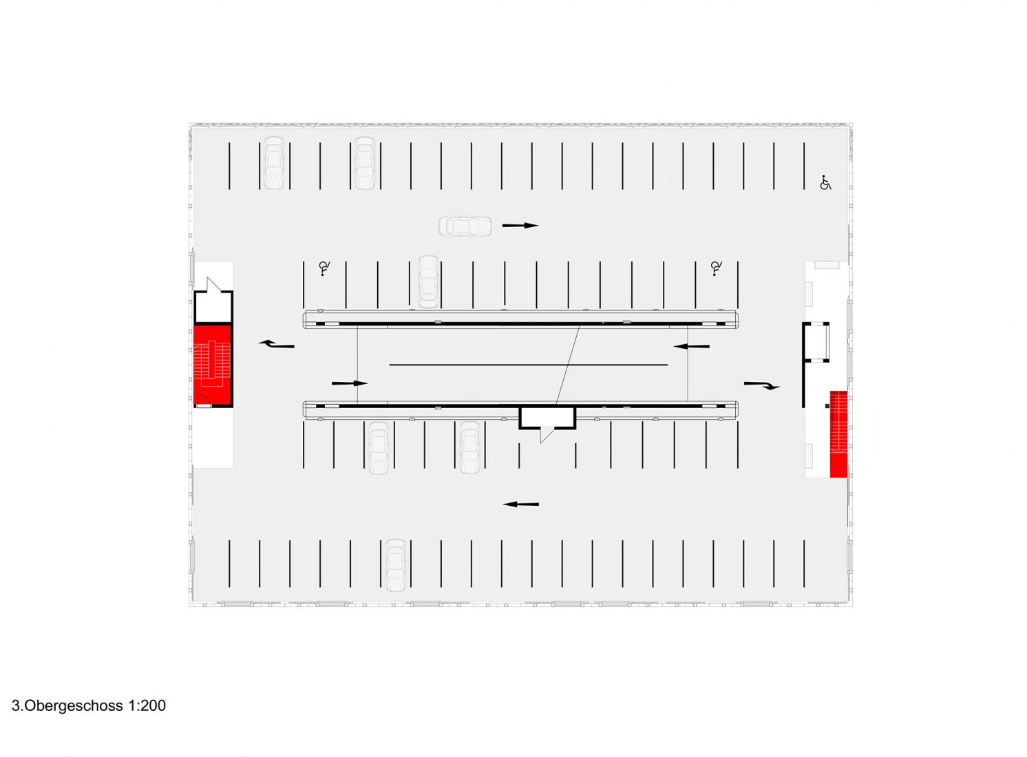 Plano tercera planta. Aparcamiento energético por asp Architekten.
