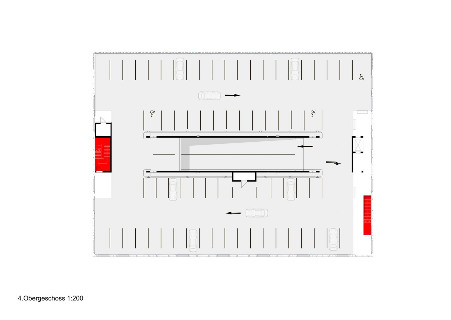 Plano cuarta planta. Aparcamiento energético por asp Architekten.
