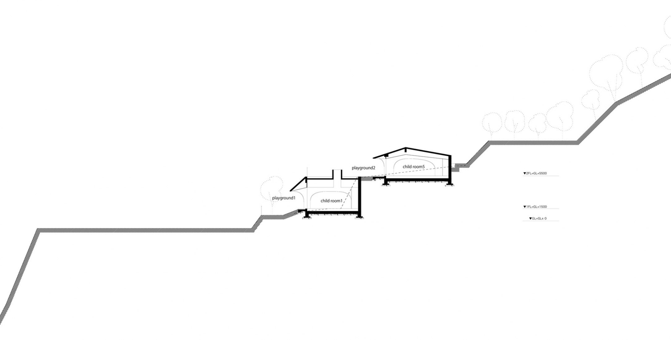 Section. Atago Nursery by Kei Sasaki / Intermedia.
