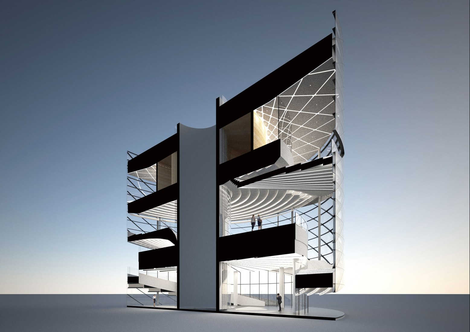 Sección 3D. Heli-stage, el nuevo epicentro del complejo comercial CTC por Studio ATAH. Cortesía de Studio ATAH