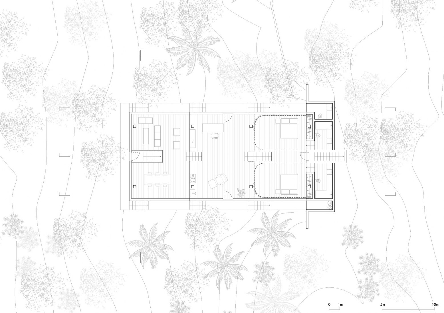 Ground floor plan. Library house in the vinhedo forest by Atelier Branco.