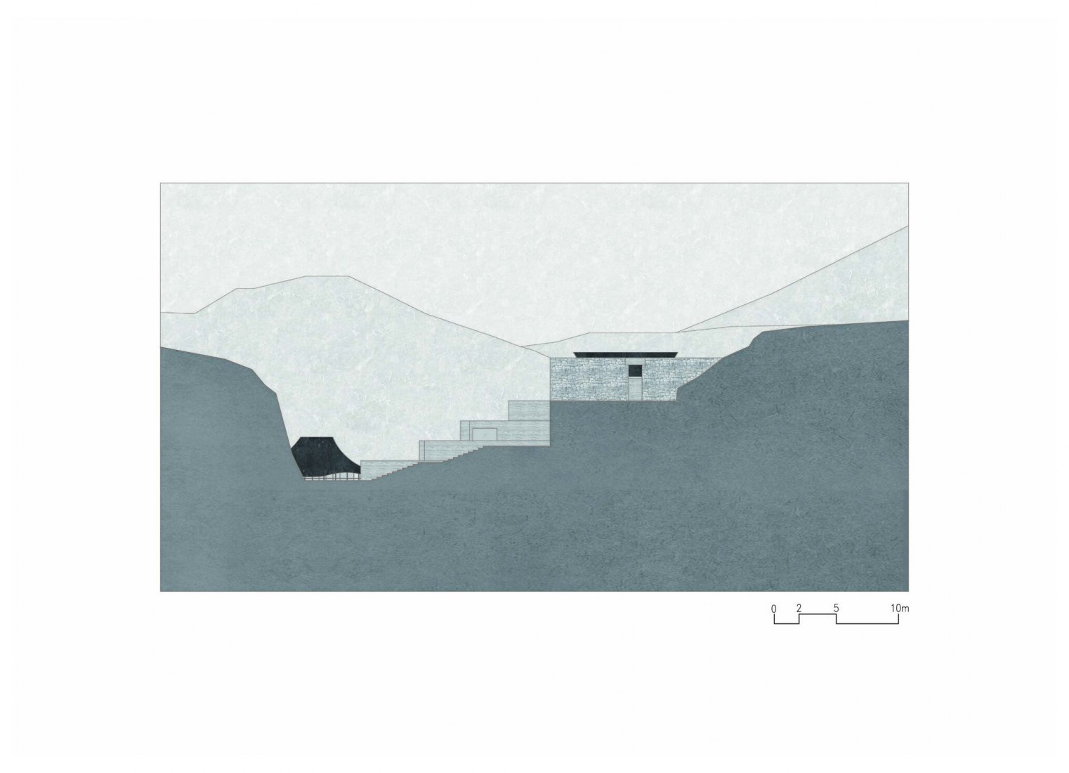 Elevation. Golden Ridge Upper-cloister in Aranya Golden Mountain by Atelier Deshaus.
