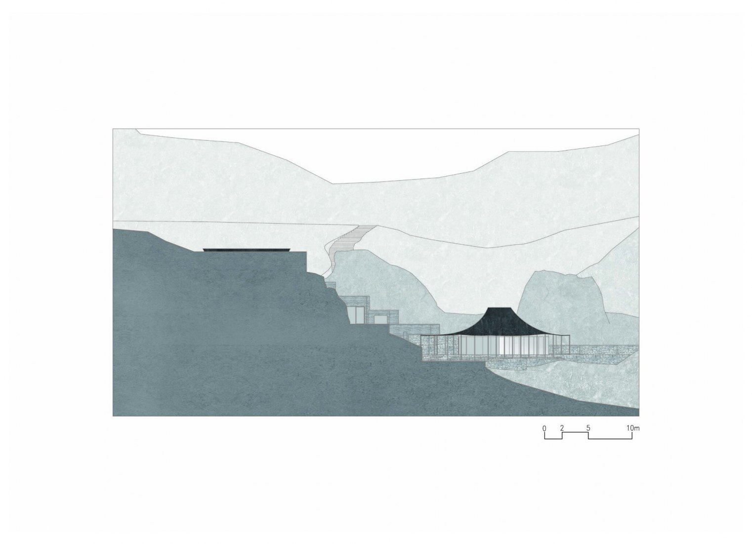 Elevation. Golden Ridge Upper-cloister in Aranya Golden Mountain by Atelier Deshaus.