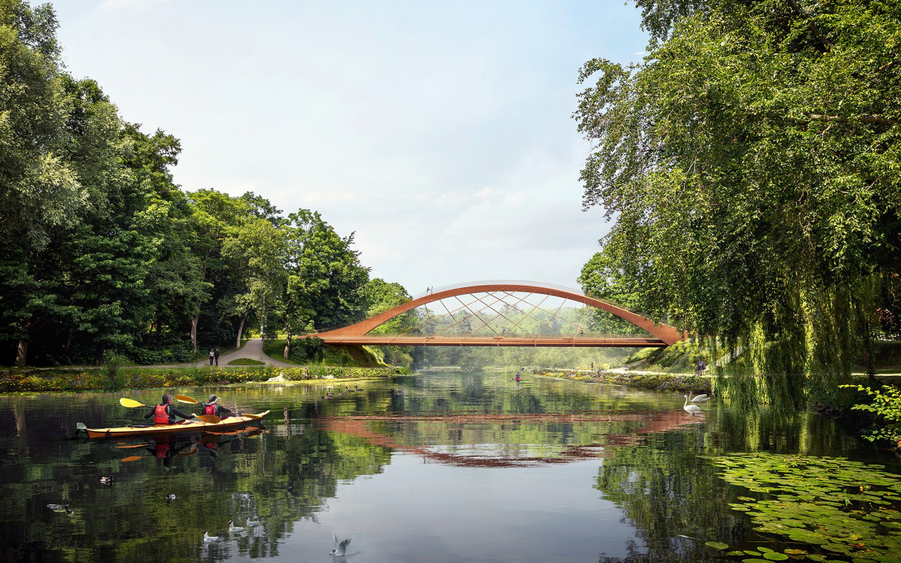 Himlavalvet, puente sobre el río Ängelholm por Entropic. Visualización por PLAY-TIME