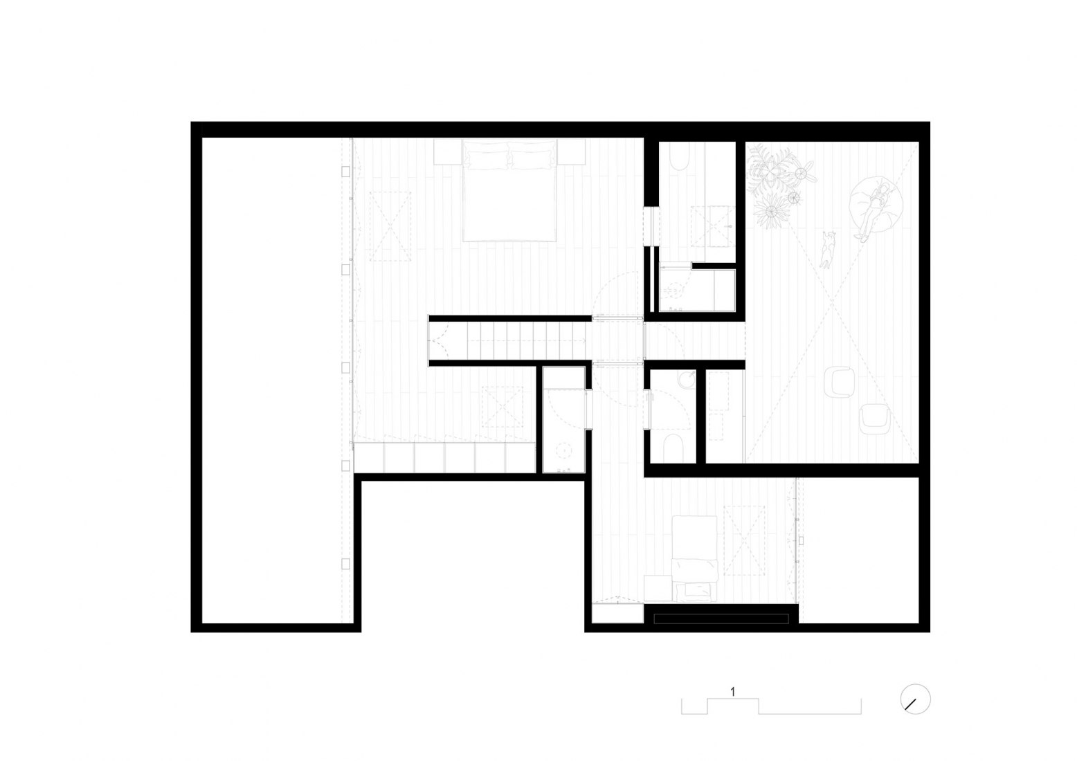 Second floor plan. João Soares - penthouse renovation by Atelier José Andrade Rocha.
