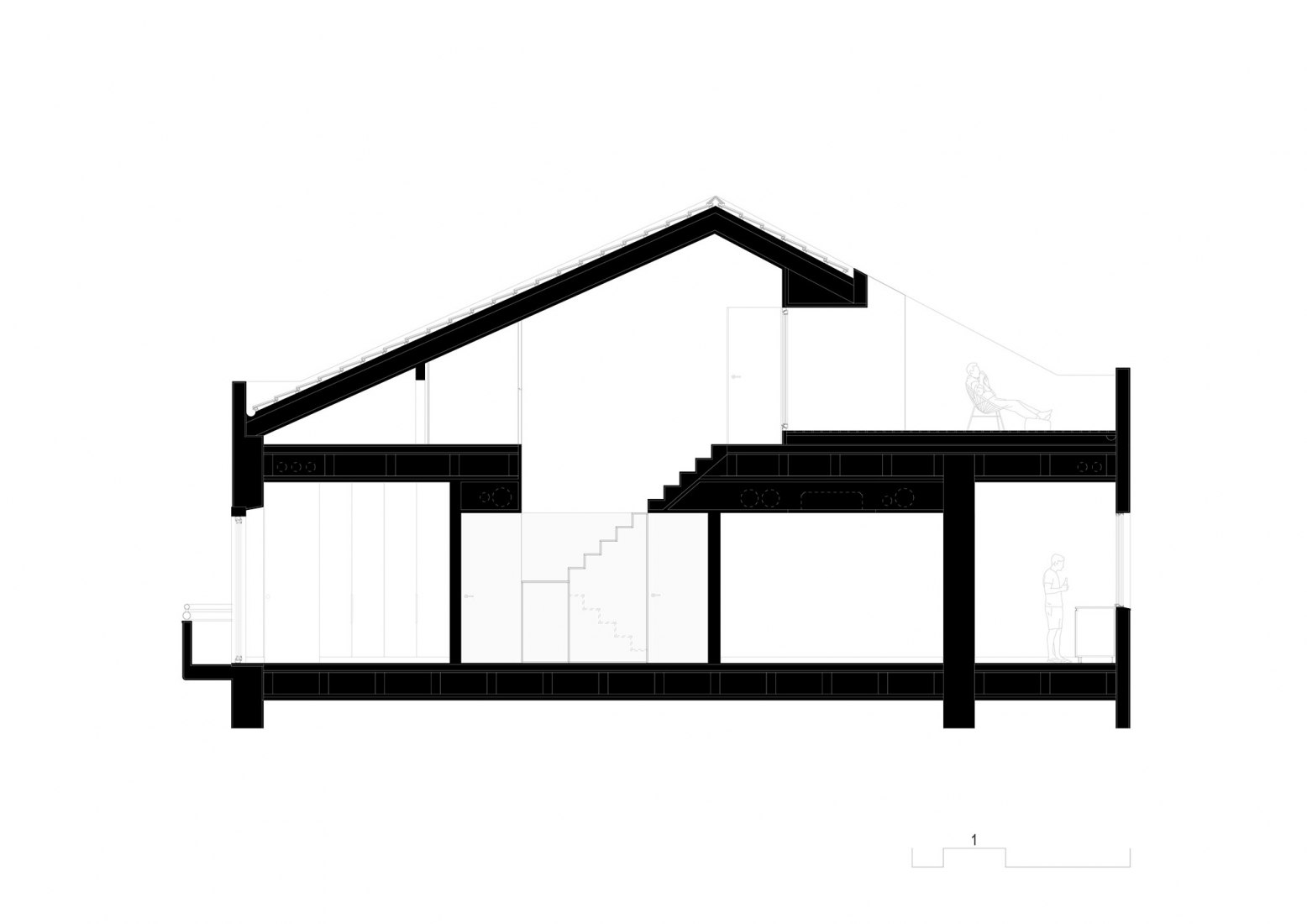 Section. João Soares - penthouse renovation by Atelier José Andrade Rocha.