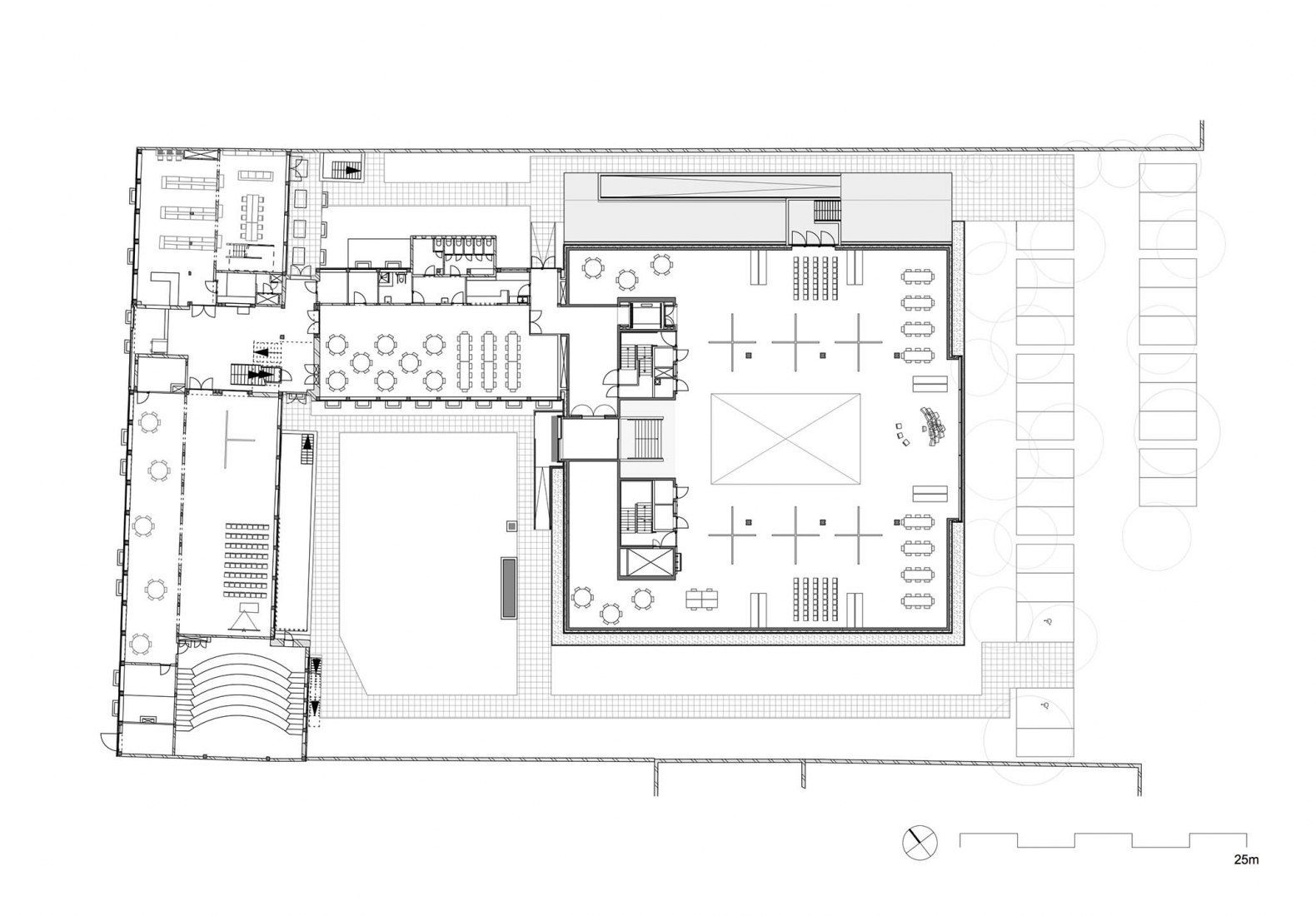Planta baja. Transformación y ampliación de la Escuela de Artes Sint Lucas por Atelier Kempe Thill.