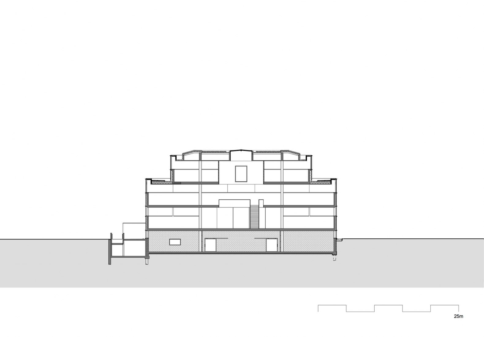 Sección. Transformación y ampliación de la Escuela de Artes Sint Lucas por Atelier Kempe Thill.
