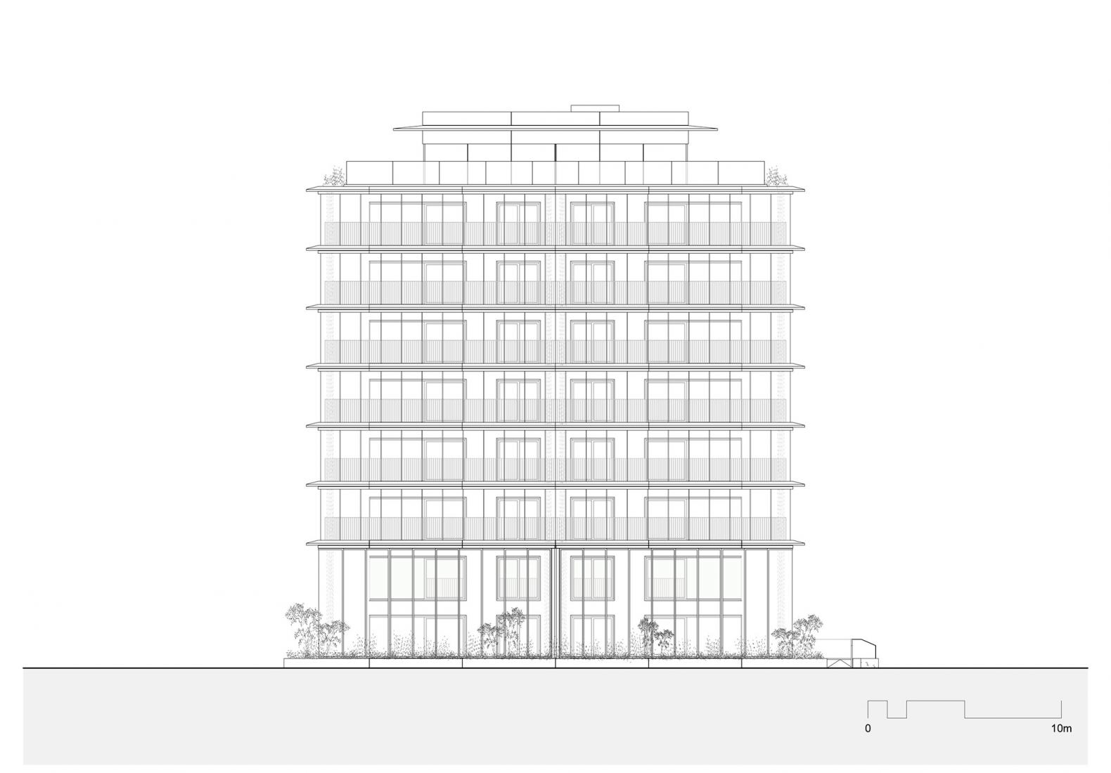 Elevation. Refuga Parkvilla by Atelier Kempe Thill architects and planners.