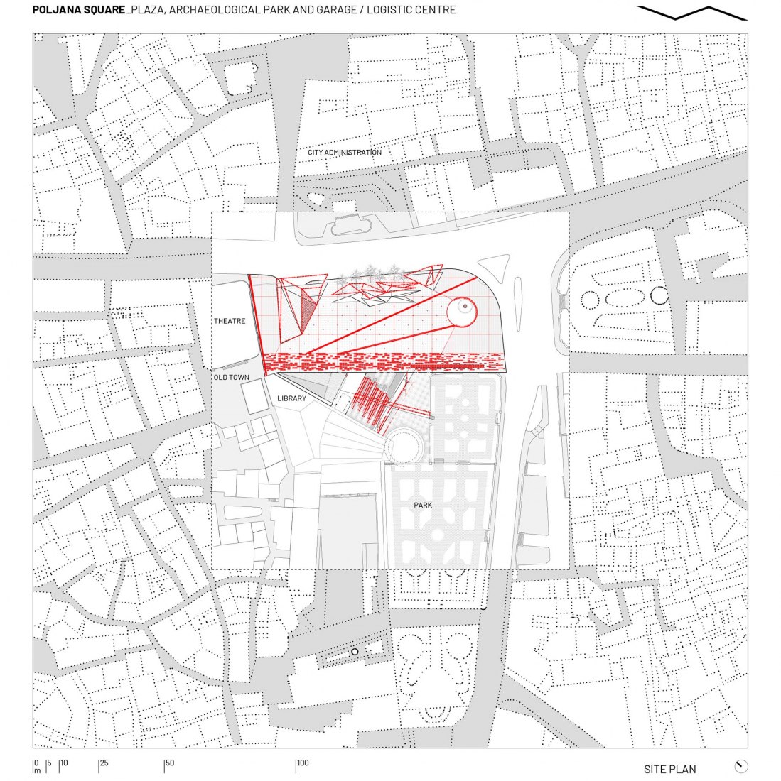 Site plan. Poljana Square by Atelier Minerva + Institute for Architecure, Faculty of Architecture, University of Zagreb